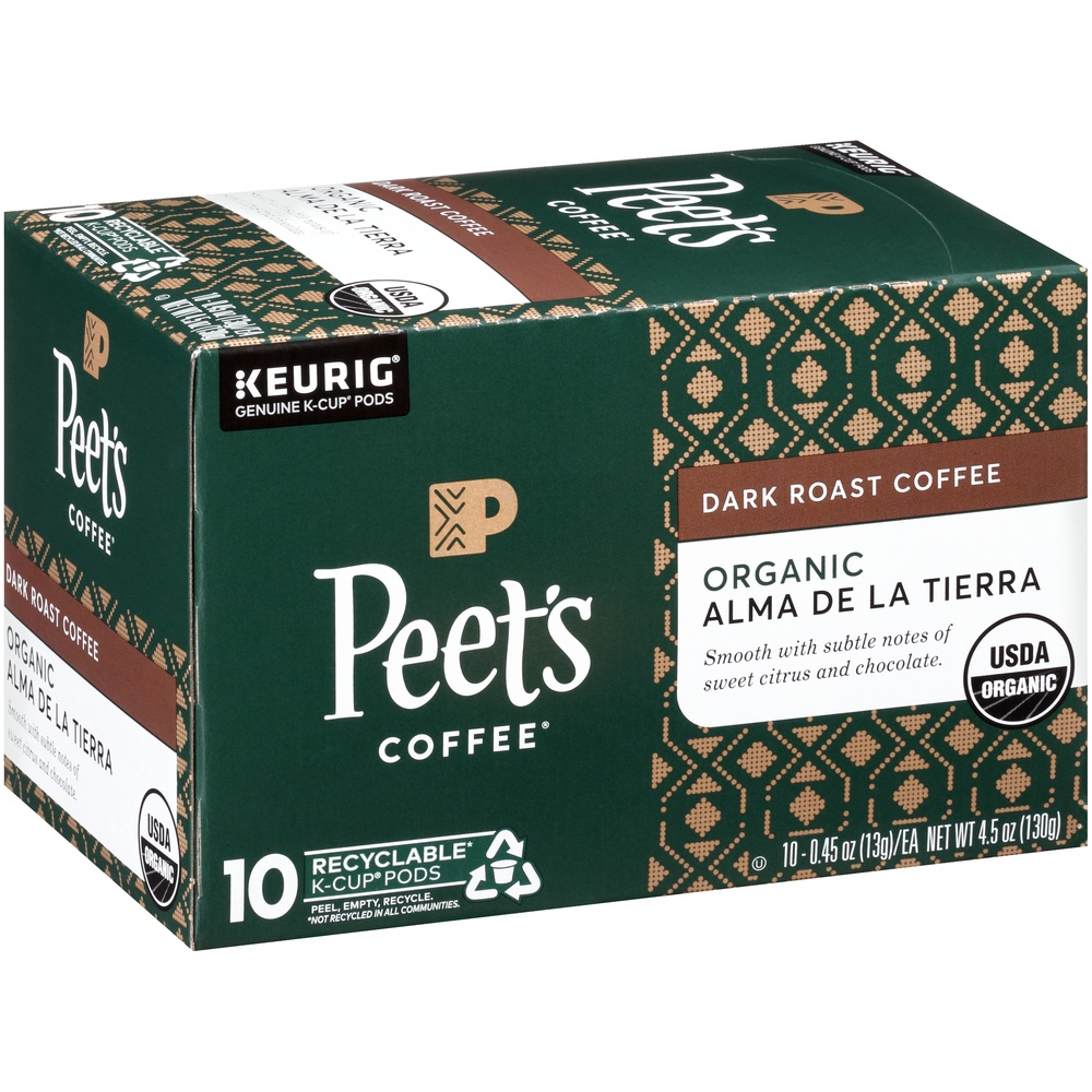 slide 3 of 7, Peet's Coffee K-Cup Pods Organic Dark Roast Alma De La Tierra Coffee 10 - 0.45 oz Pods, 10 ct