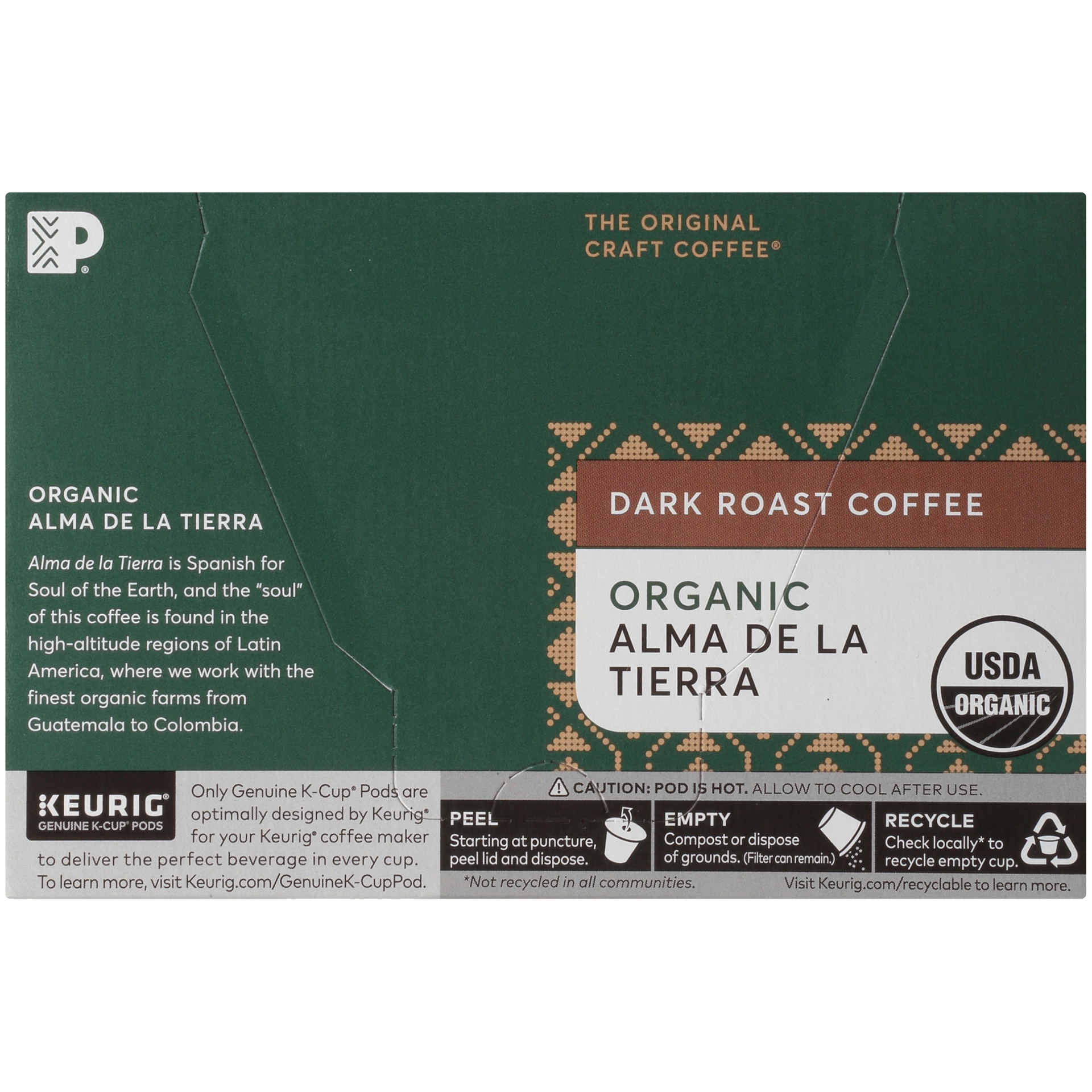 slide 6 of 7, Peet's Coffee K-Cup Pods Organic Dark Roast Alma De La Tierra Coffee 10 - 0.45 oz Pods, 10 ct