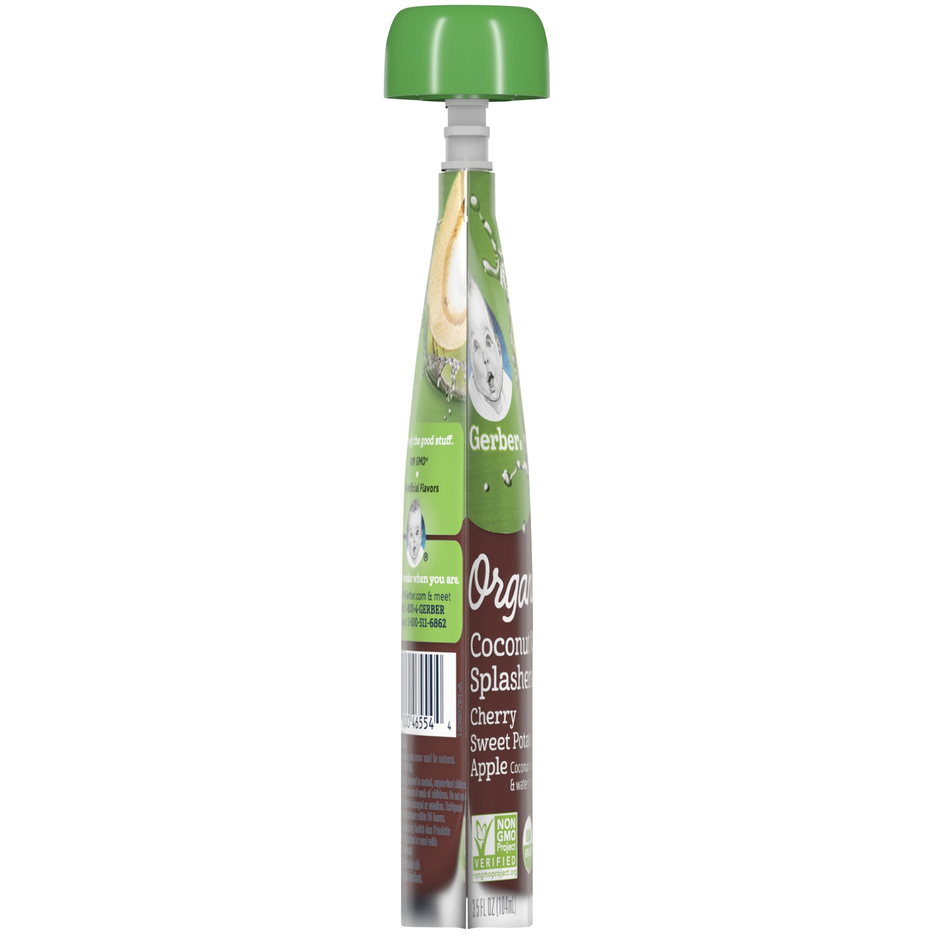 slide 2 of 8, Gerber Organic Coconut Water Splashers, Cherry Sweet Potato Apple, 3.5 fl oz