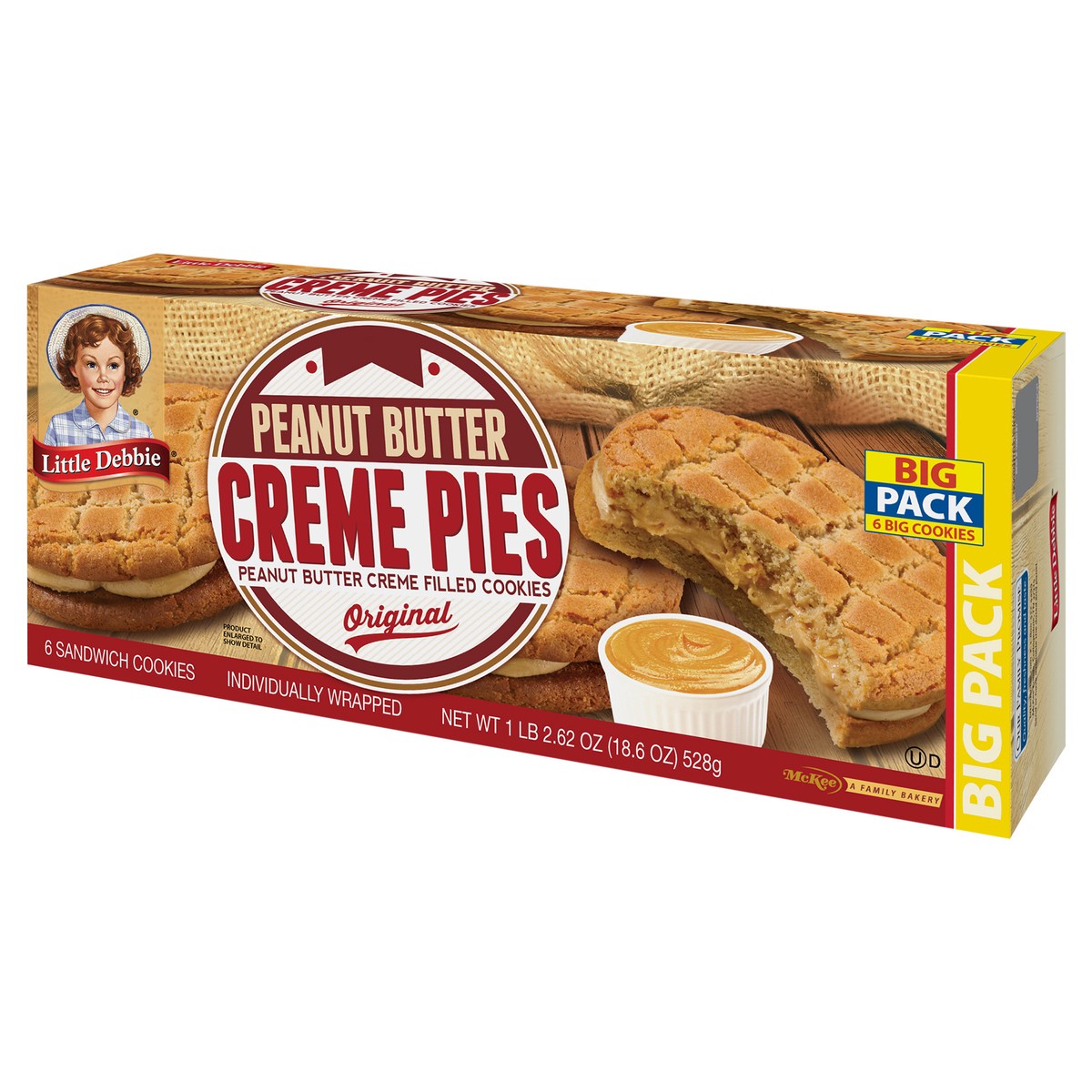 slide 13 of 13, Little Debbie Peanut Butter Creme Pies - Big Pack, 6 ct; 18.39 oz