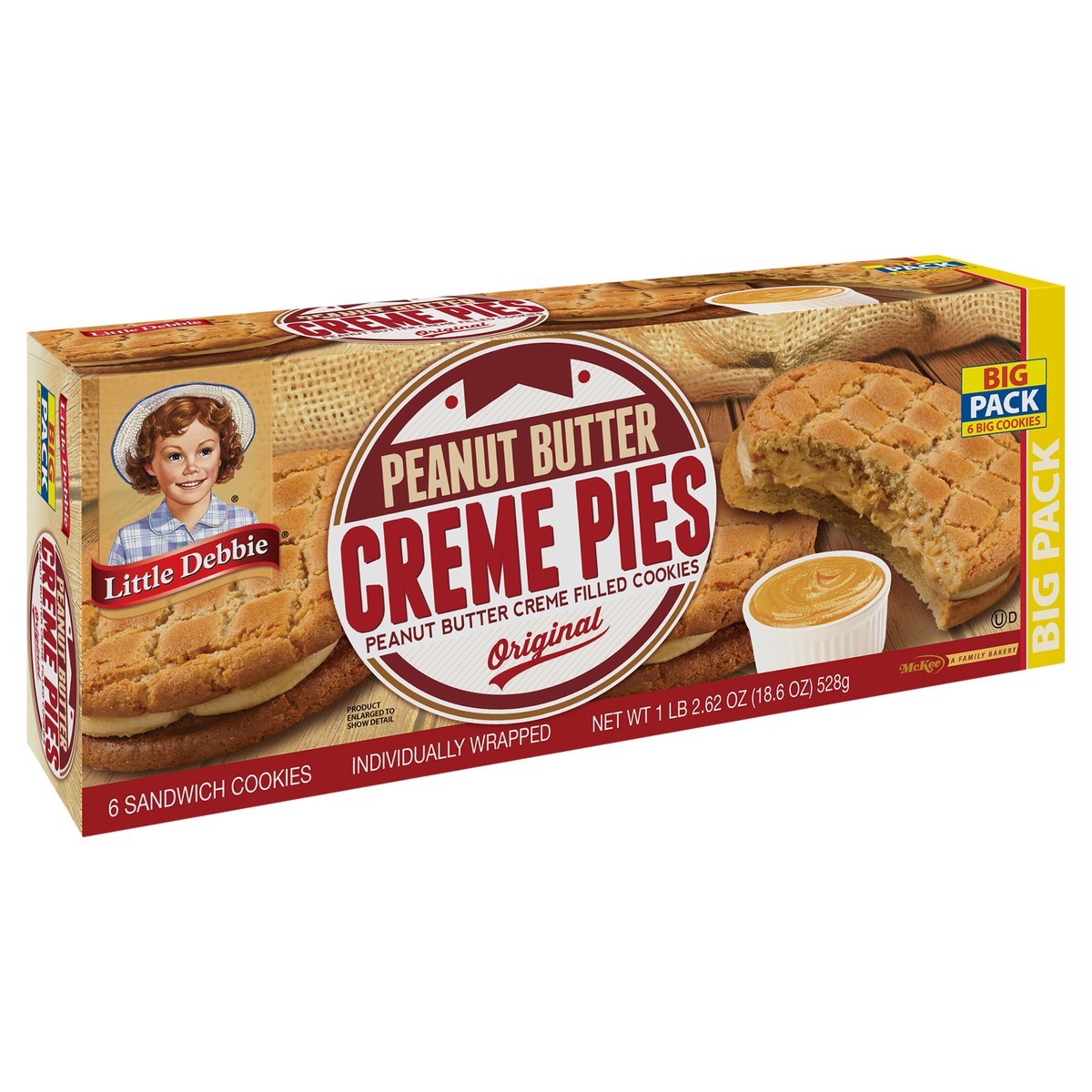 slide 3 of 13, Little Debbie Peanut Butter Creme Pies - Big Pack, 6 ct; 18.39 oz