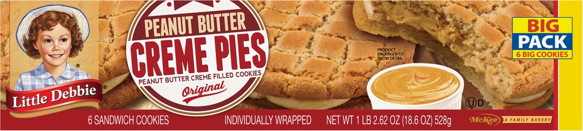 slide 8 of 13, Little Debbie Peanut Butter Creme Pies - Big Pack, 6 ct; 18.39 oz