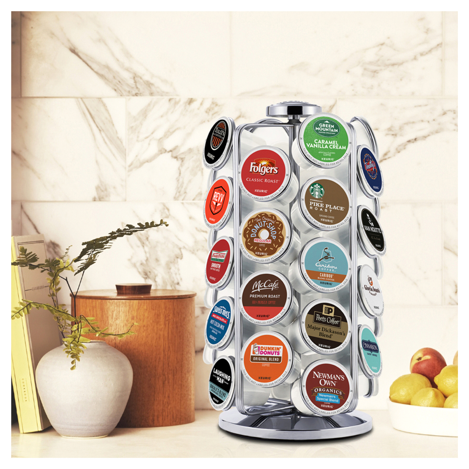 slide 2 of 5, Keurig 36ct K-Cup Pod Storage Carousel Keurig Coffee Pod Storage Carousel, Holds and Organizes 36 K-Cup Pods, Chrome, 36 ct