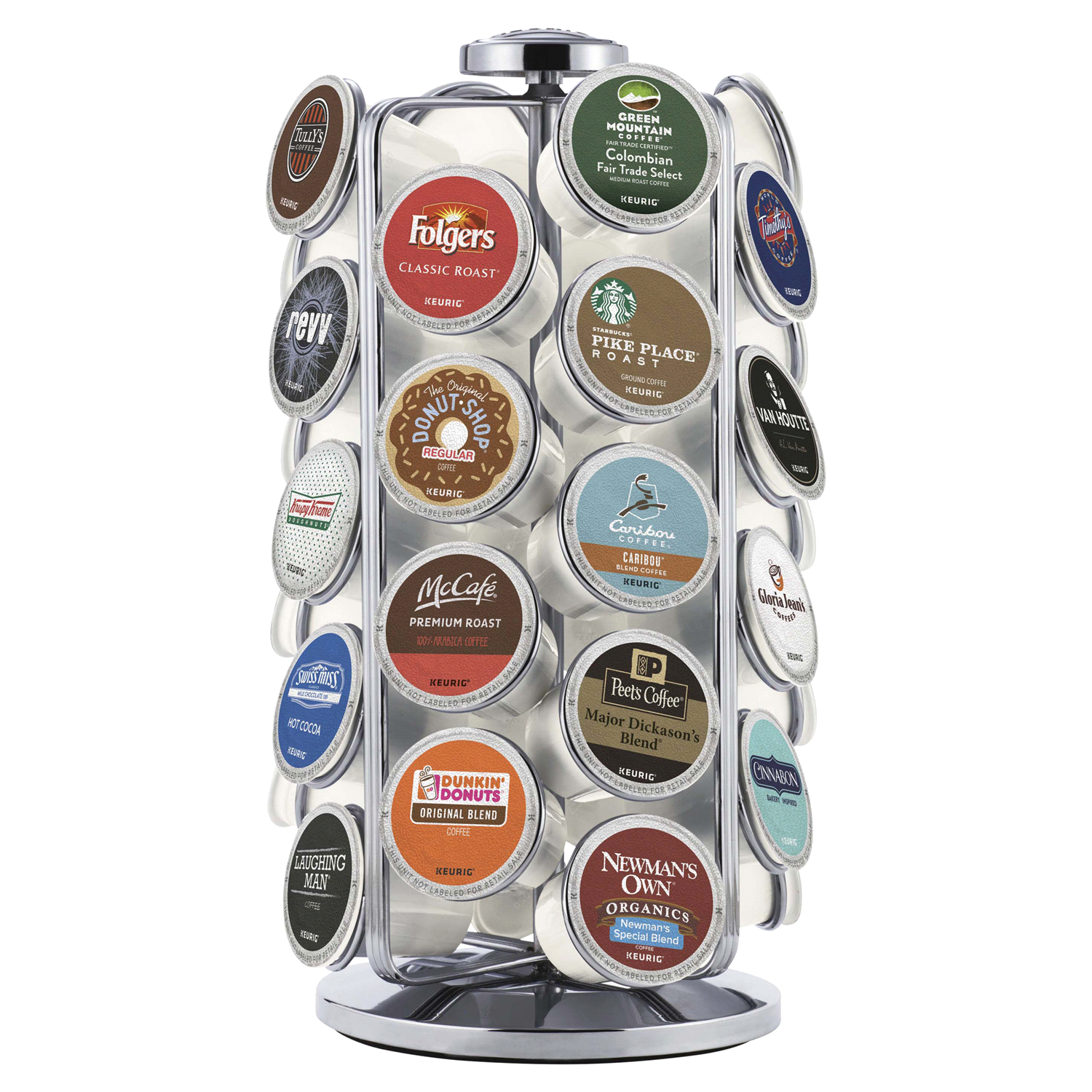 slide 1 of 5, Keurig 36ct K-Cup Pod Storage Carousel Keurig Coffee Pod Storage Carousel, Holds and Organizes 36 K-Cup Pods, Chrome, 36 ct