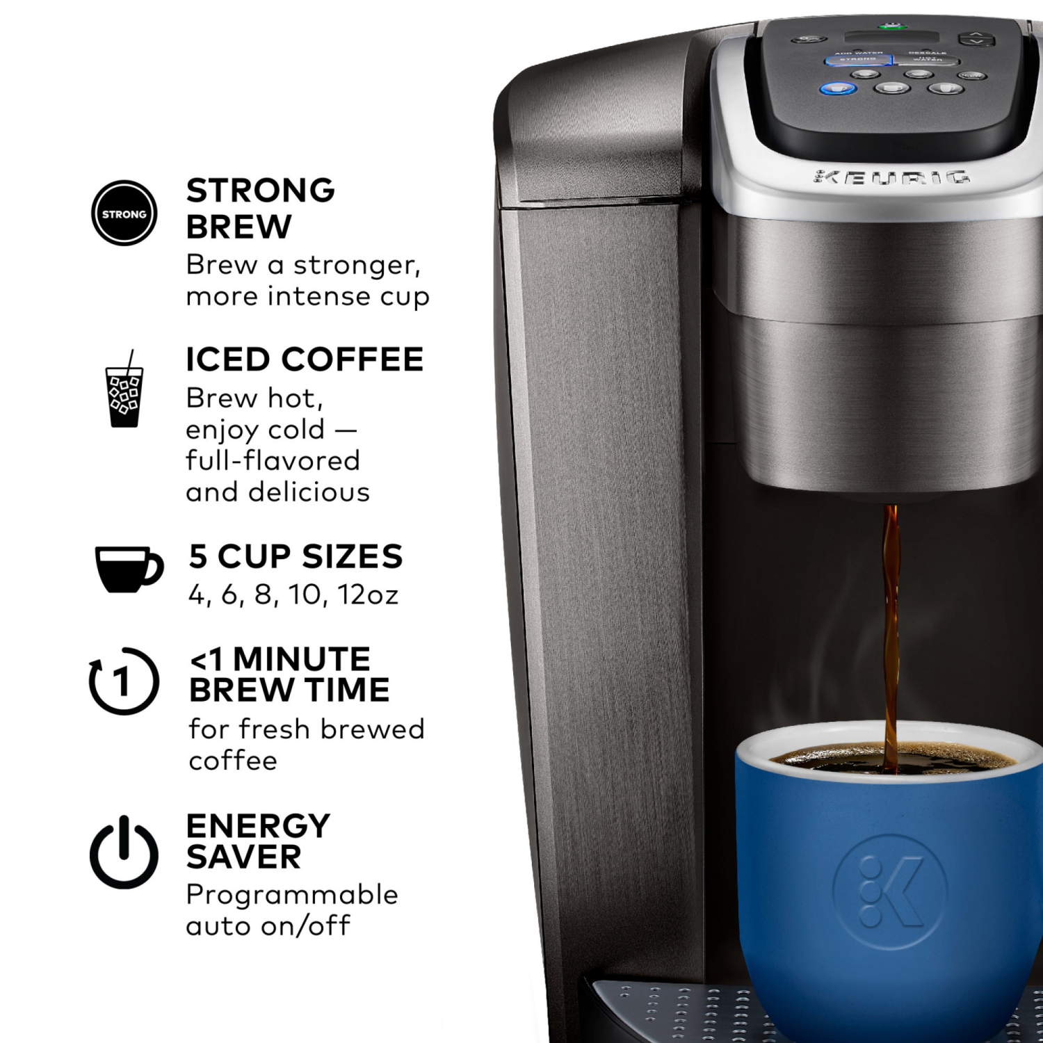 slide 6 of 8, Keurig K-Elite Single-Serve K-Cup Pod Coffee Maker with Iced Coffee Setting - Brushed Slate, 1 ct