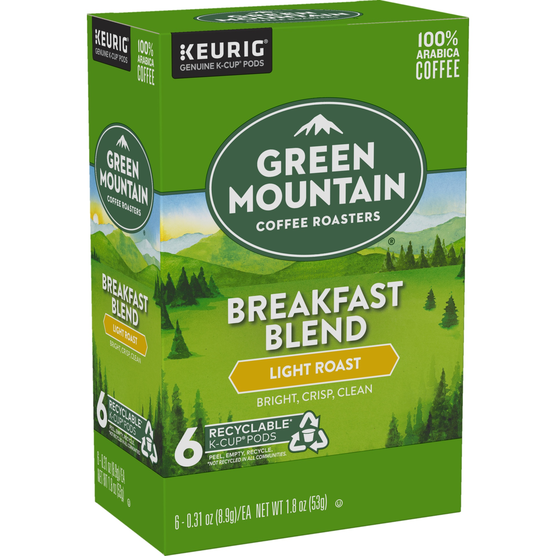 slide 2 of 4, Green Mountain Coffee Roasters Breakfast Blend Single-Serve Keurig K-Cup Pods, Light Roast Coffee, 6 ct