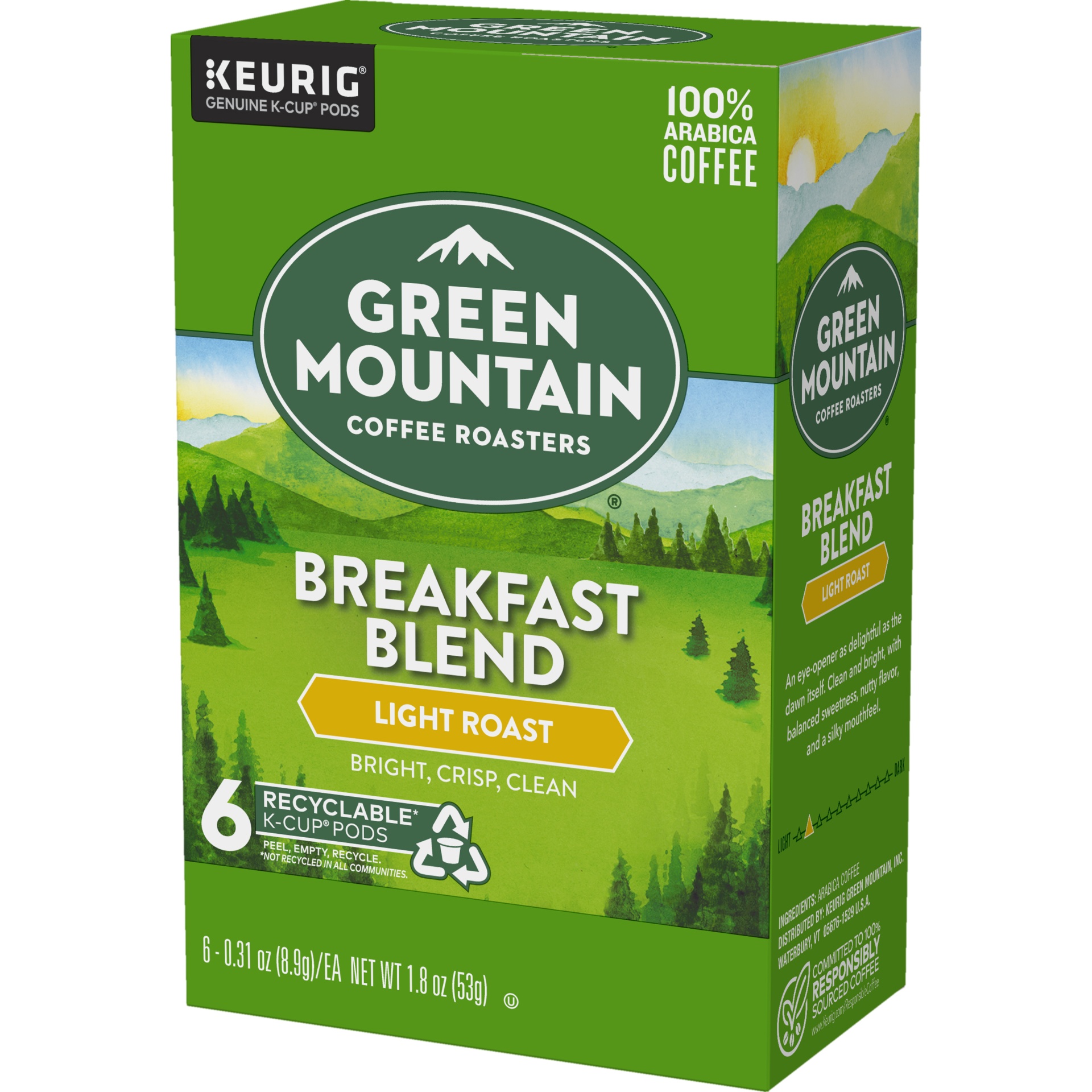 slide 3 of 4, Green Mountain Coffee Roasters Breakfast Blend Single-Serve Keurig K-Cup Pods, Light Roast Coffee, 6 ct