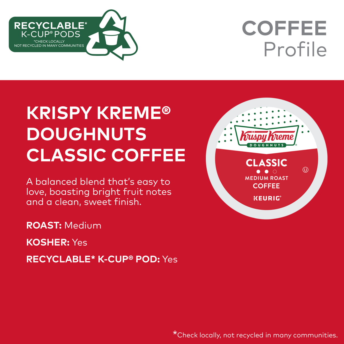 slide 6 of 8, Krispy Kreme Classic Keurig Single-Serve K-Cup Pods, Medium Roast Coffee, 32 Count, 32 ct