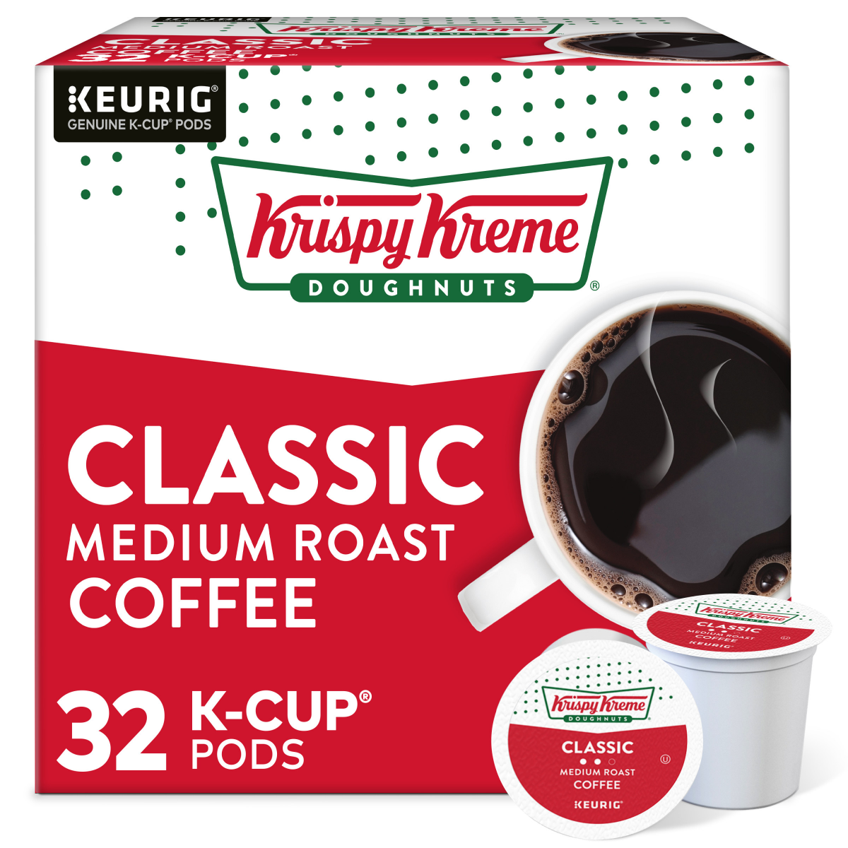 slide 1 of 8, Krispy Kreme Classic Keurig Single-Serve K-Cup Pods, Medium Roast Coffee, 32 Count, 32 ct