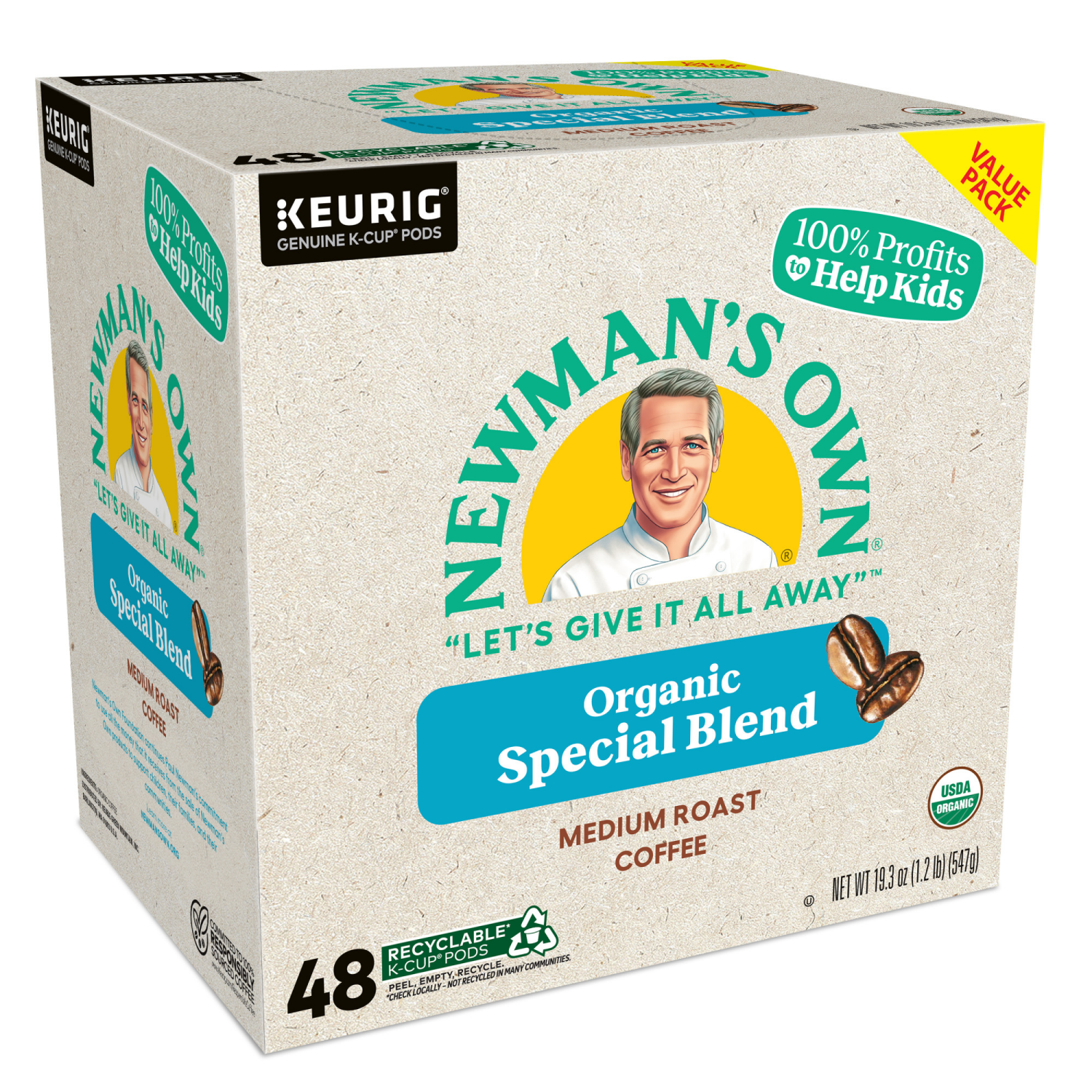 slide 2 of 7, Newman's Own Organics Special Blend Keurig Single-Serve K-Cup Pods, Medium Roast Coffee, 48 Count, 48 ct