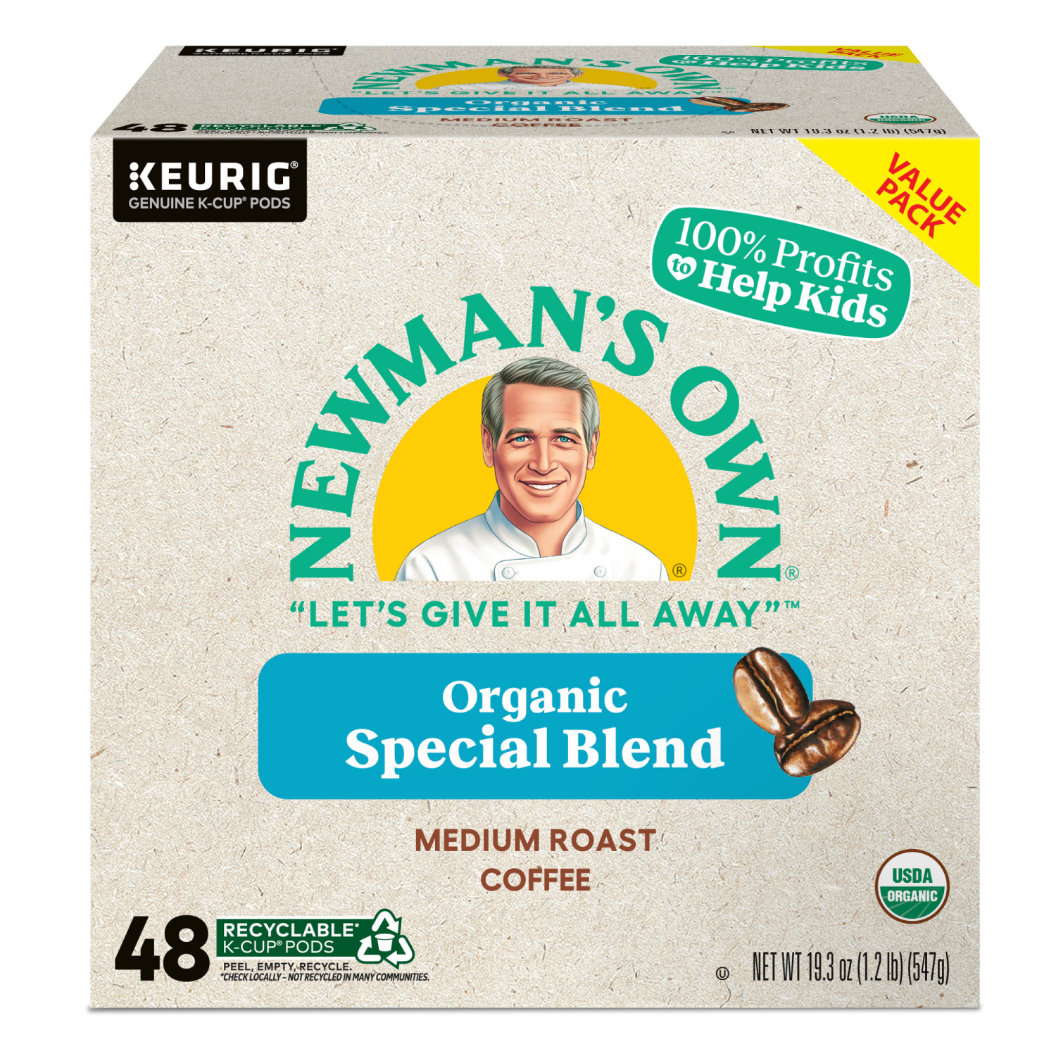 slide 3 of 7, Newman's Own Organics Special Blend Keurig Single-Serve K-Cup Pods, Medium Roast Coffee, 48 Count, 48 ct