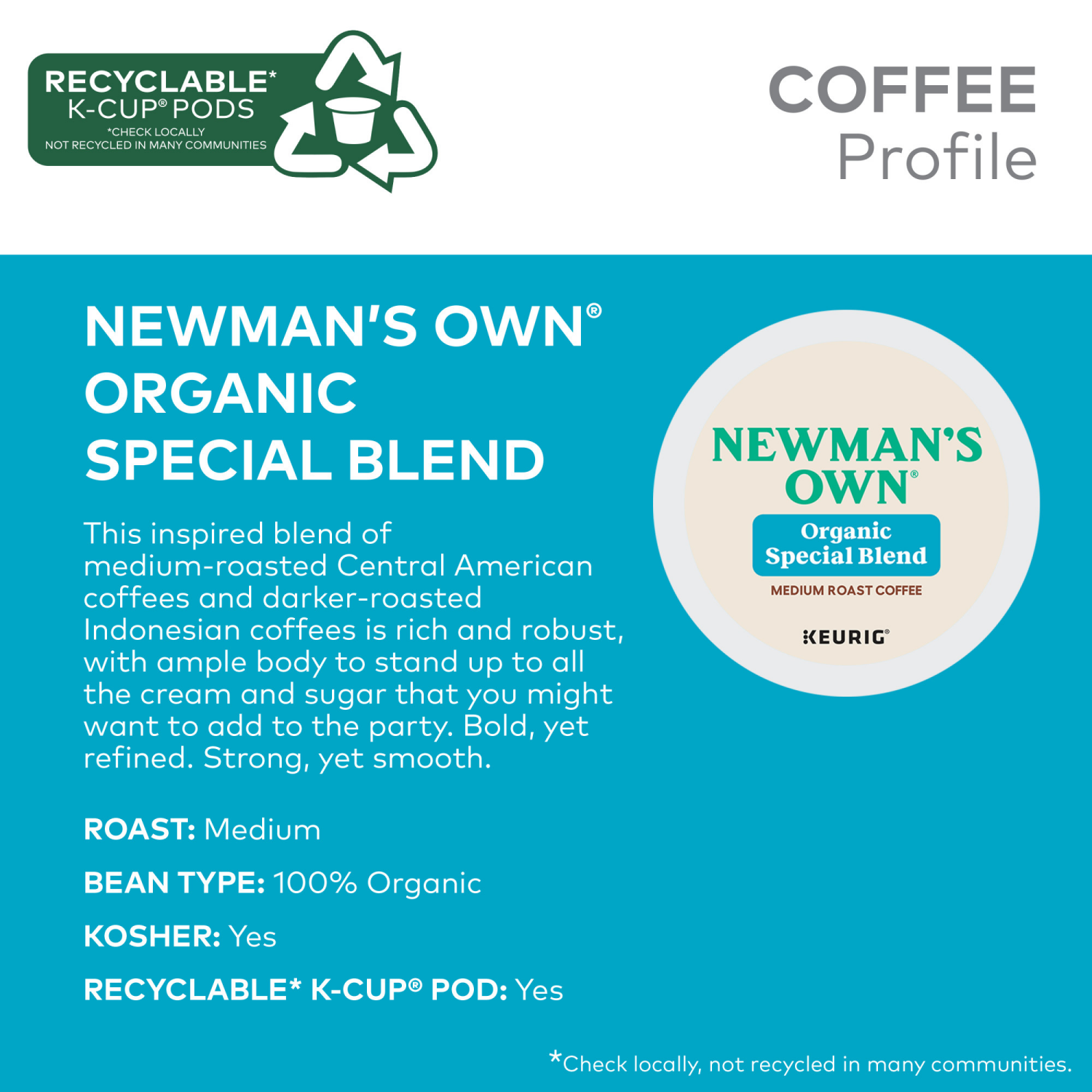 slide 6 of 7, Newman's Own Organics Special Blend Keurig Single-Serve K-Cup Pods, Medium Roast Coffee, 48 Count, 48 ct