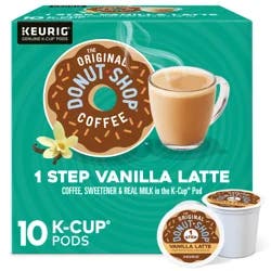The Original Donut Shop Vanilla Latte, Single Serve Coffee K-Cup Pod, Flavored Coffee- 10 ct; 7.3 oz