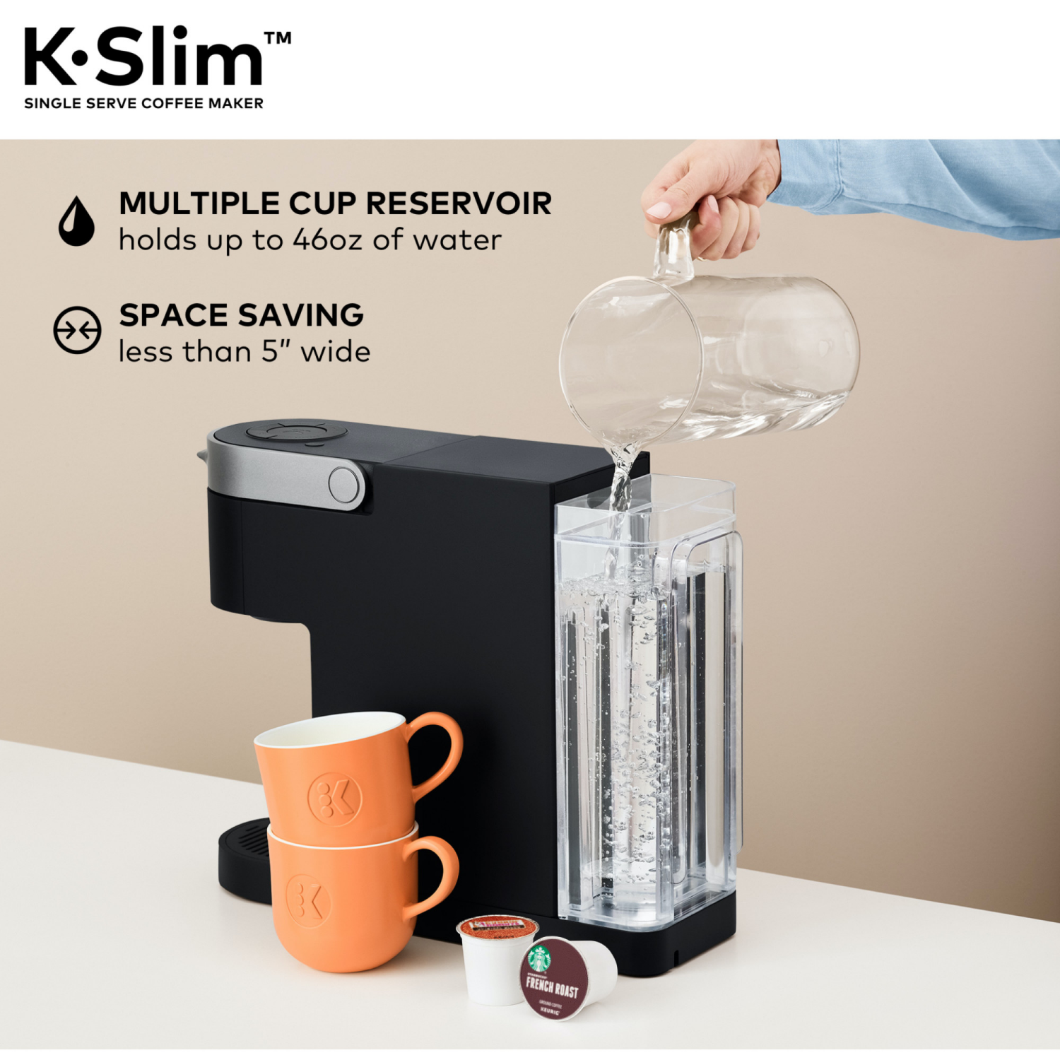 slide 8 of 8, Keurig K-Slim Black Single Serve Coffee Maker 1 ea, 1 ct