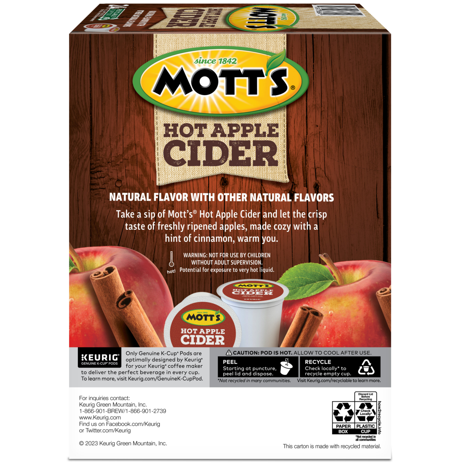 slide 2 of 8, Mott's Apple Cider, Keurig Single-Serve K-Cup Pods, 24 Count, 24 ct