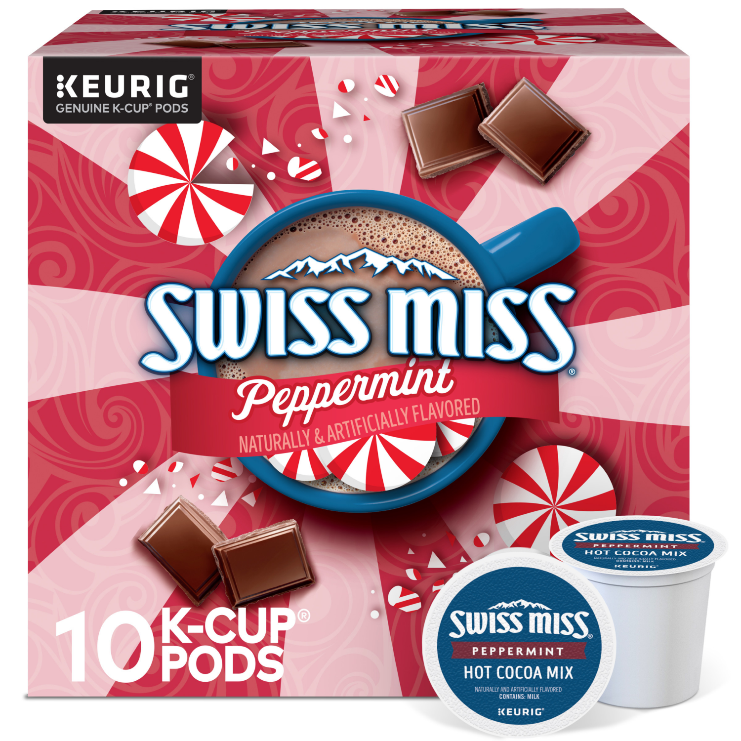 slide 1 of 8, Swiss Miss Peppermint Hot Cocoa, Keurig Single-Serve K-Cup Pods- 10 ct, 10 ct