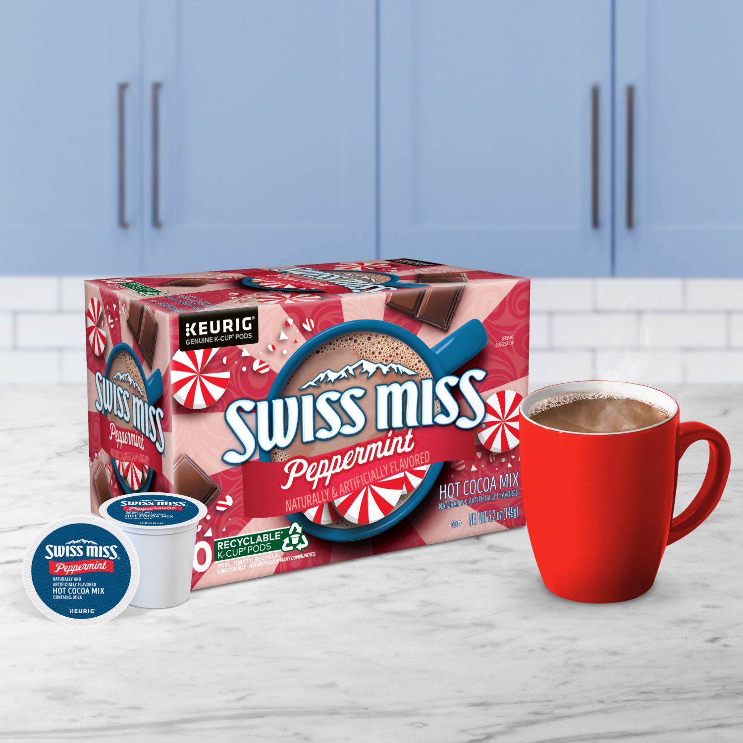 slide 6 of 8, Swiss Miss Peppermint Hot Cocoa, Keurig Single-Serve K-Cup Pods- 10 ct, 10 ct