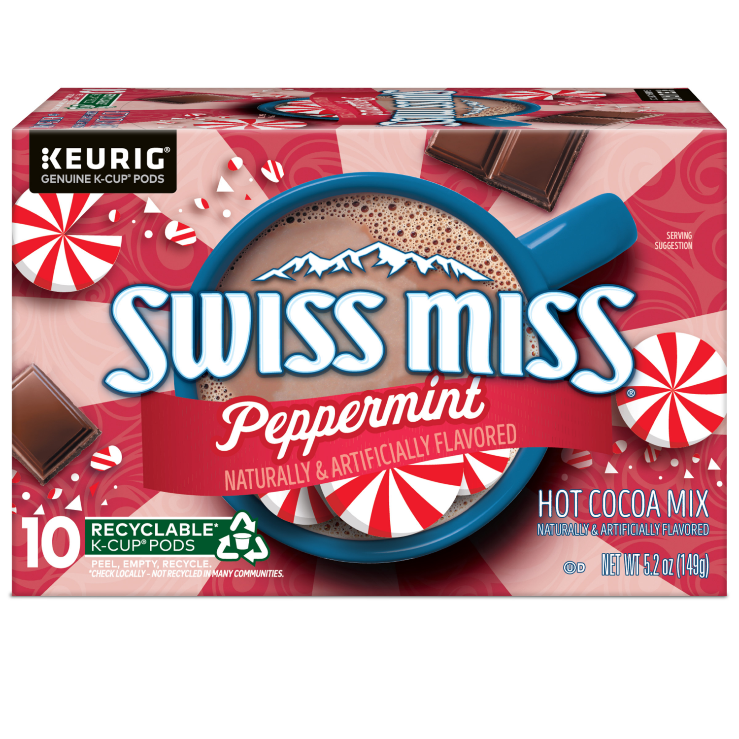 slide 8 of 8, Swiss Miss Peppermint Hot Cocoa, Keurig Single-Serve K-Cup Pods- 10 ct, 10 ct