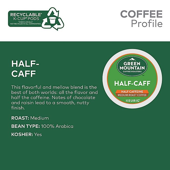 slide 4 of 7, Green Mountain Coffee Half-CaffÂ Coffee Keurig K-Cup Pods, 96 ct