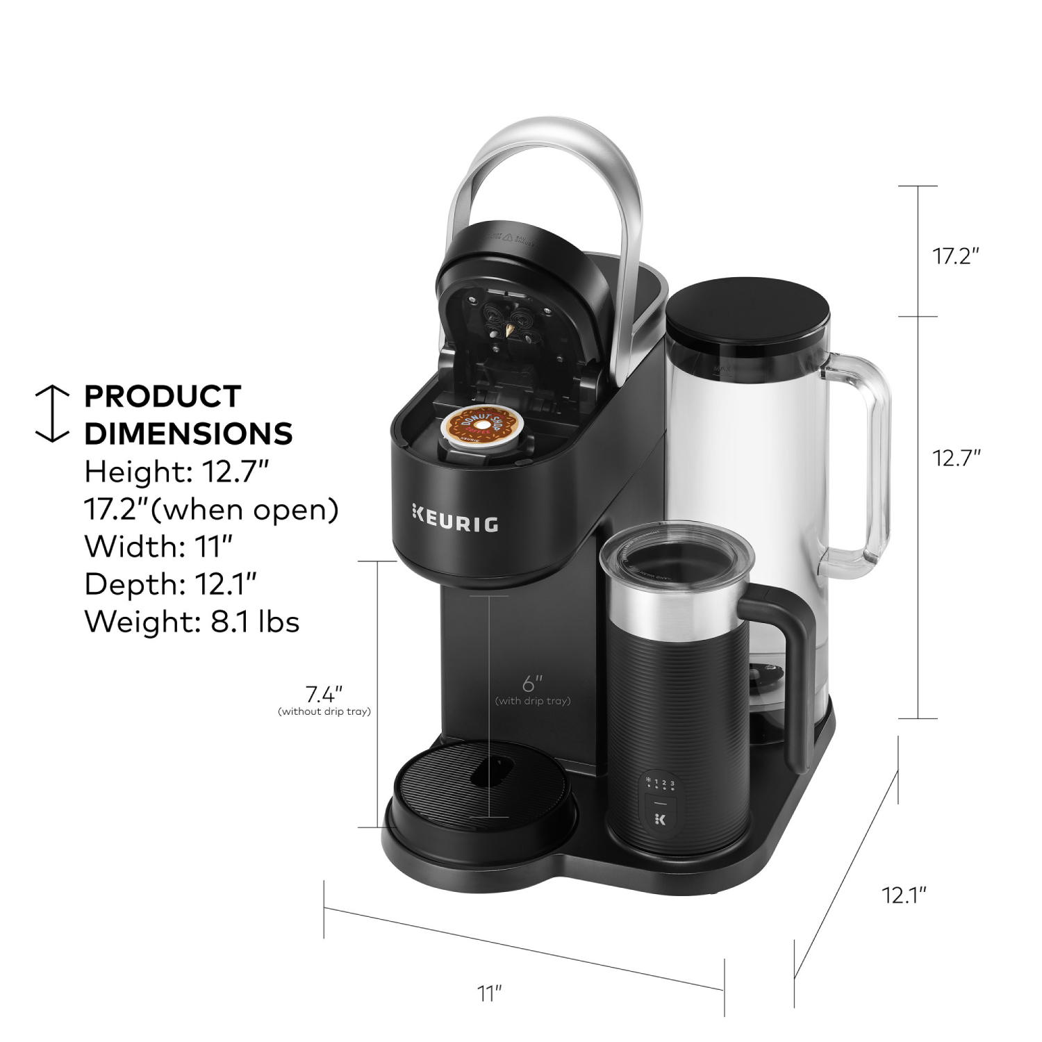 slide 3 of 8, Keurig K-Café SMART Single-Serve Coffee Maker with WiFi Compatibility, 6 Brew Sizes - Black, 1 ct