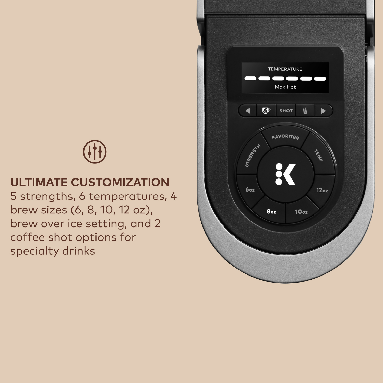 slide 8 of 8, Keurig K-Café SMART Single-Serve Coffee Maker with WiFi Compatibility, 6 Brew Sizes - Black, 1 ct