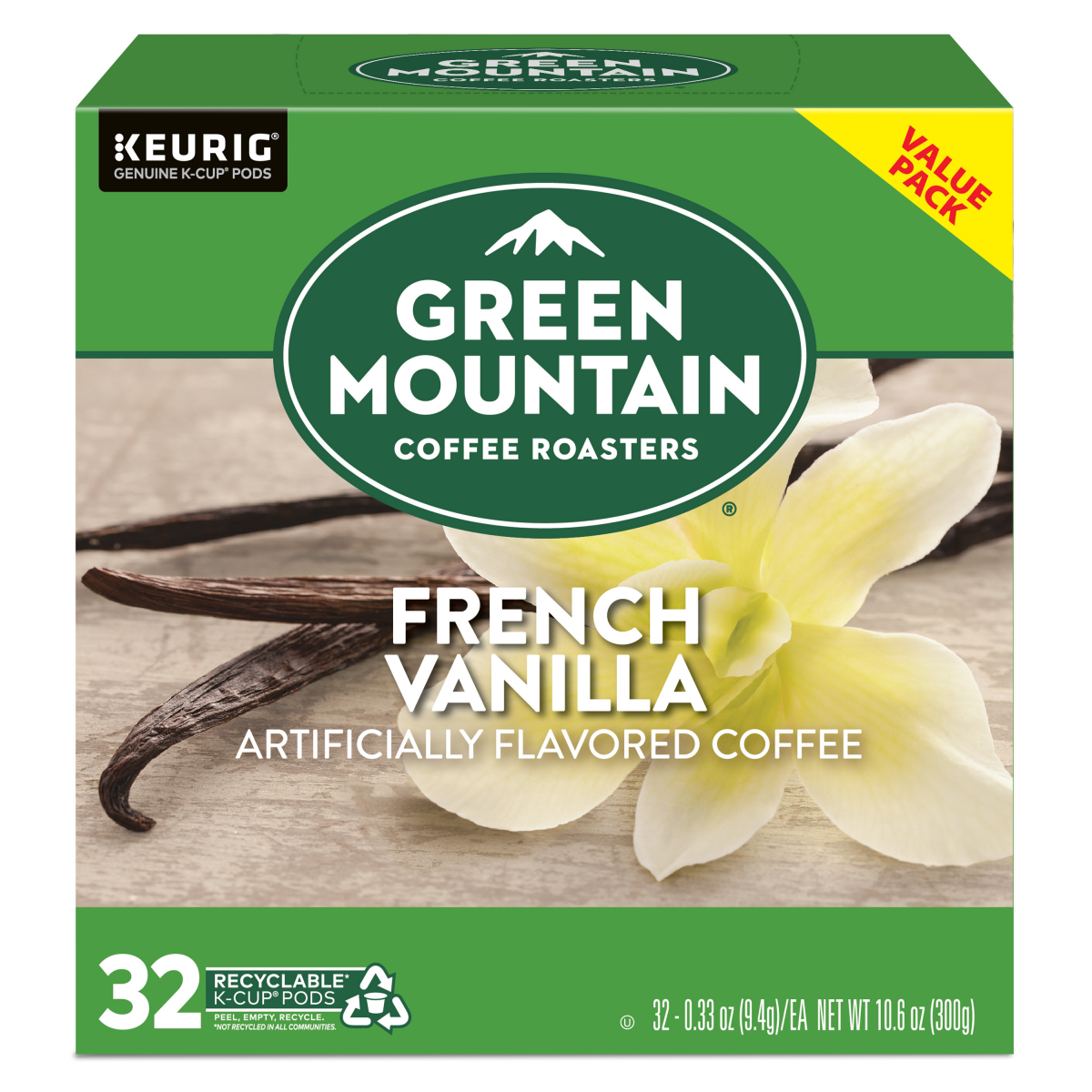 slide 4 of 5, Green Mountain Coffee Roasters French Vanilla Coffee, Keurig Single-Serve K-Cup pods, Light Roast, 32 Count, 32 ct