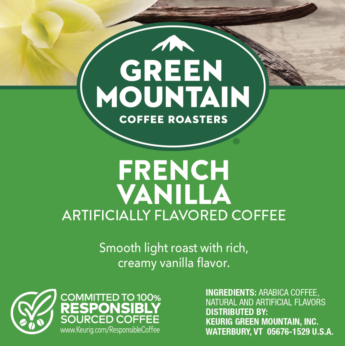 slide 5 of 5, Green Mountain Coffee Roasters French Vanilla Coffee, Keurig Single-Serve K-Cup pods, Light Roast, 32 Count, 32 ct