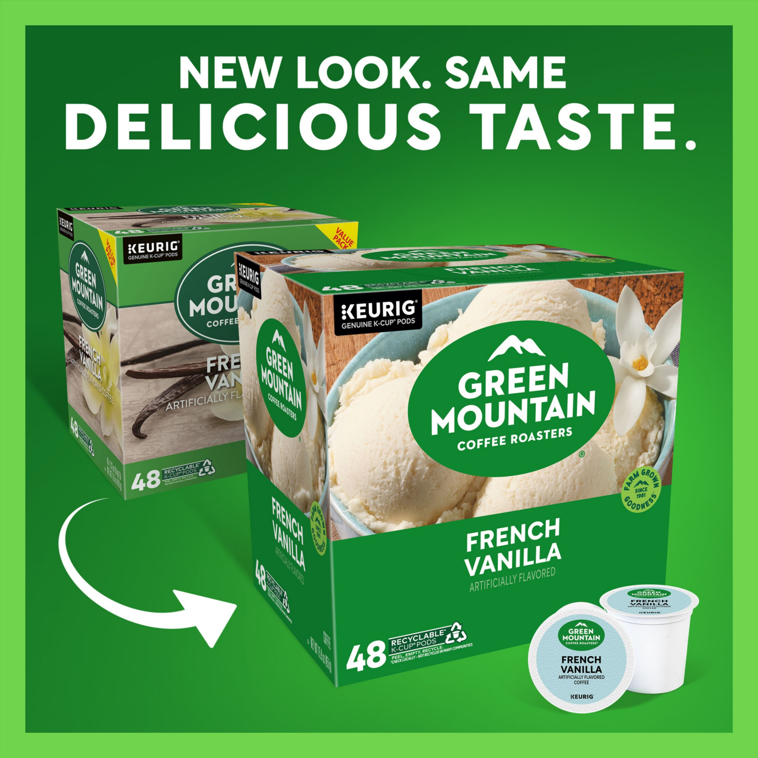 slide 3 of 8, Green Mountain Coffee Roasters French Vanilla Coffee, Keurig Single-Serve K-Cup Pods, Light Roast, 48 Count, 48 ct