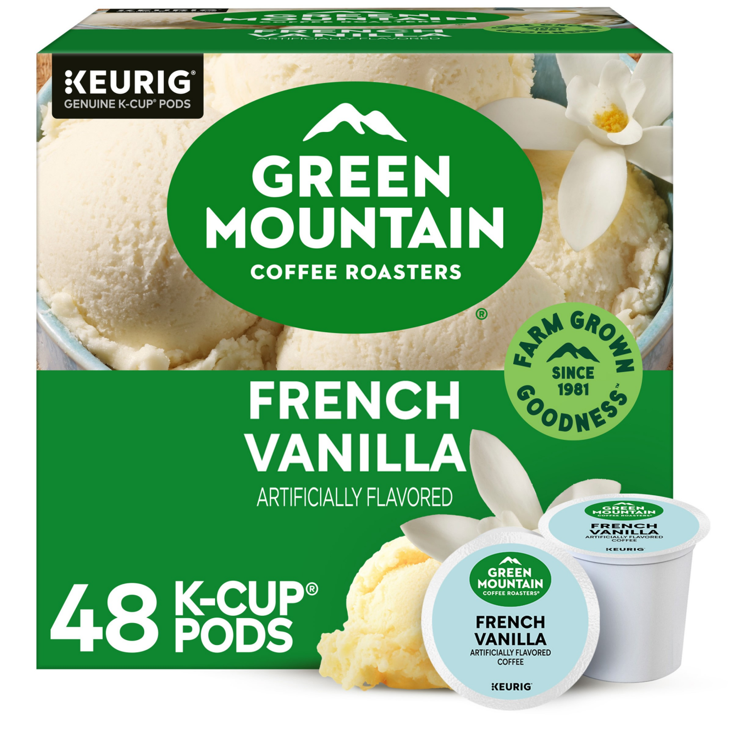 slide 1 of 8, Green Mountain Coffee Roasters French Vanilla Coffee, Keurig Single-Serve K-Cup Pods, Light Roast, 48 Count, 48 ct