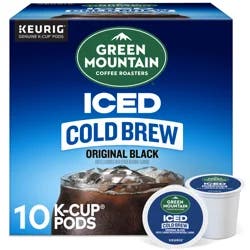 Green Mountain Coffee Roasters Original Black Iced Cold Brew Coffee, Single Serve Keurig K-Cup Pods, 10-Count Box