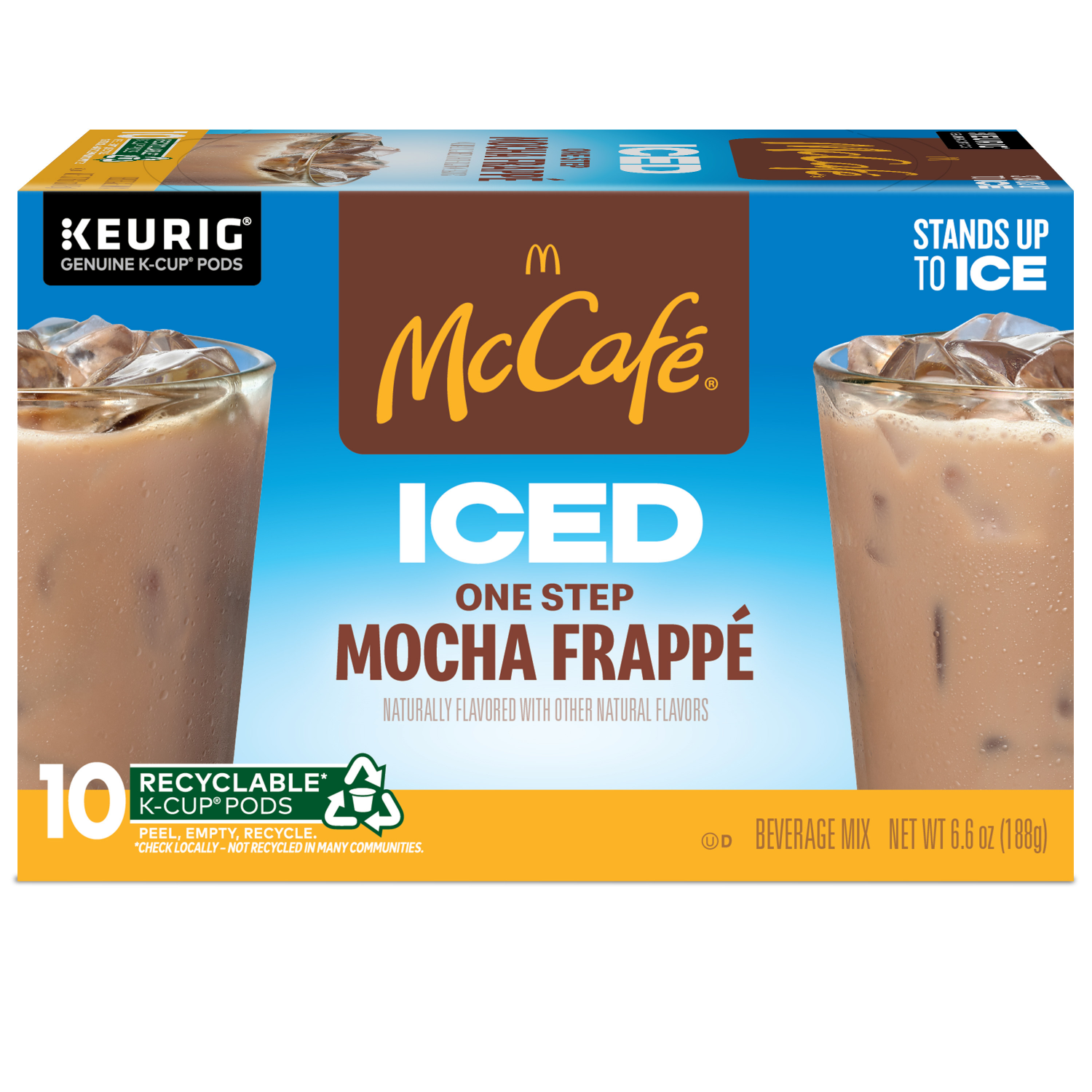 slide 3 of 5, McCafé ICED One Step Mocha Frappé, Keurig Single Serve K-Cup Pods, 10 Count, 10 ct