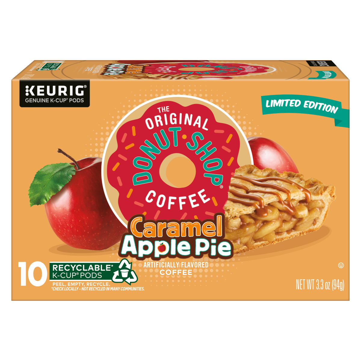slide 1 of 3, The Original Donut Shop Caramel Apple Pie Coffee, Keurig K-Cup Pod, Light Roast, 10 Count, 10 ct