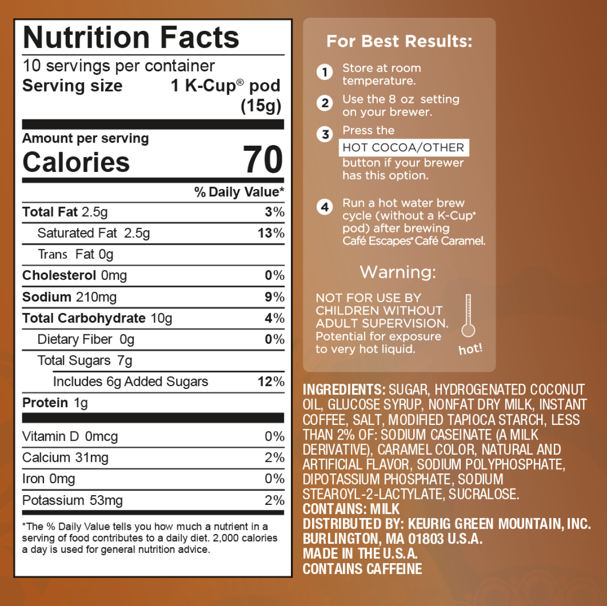 slide 4 of 4, Café Escapes Café Caramel Keurig Single-Serve K-Cup Pods, 10 Count, 10 ct