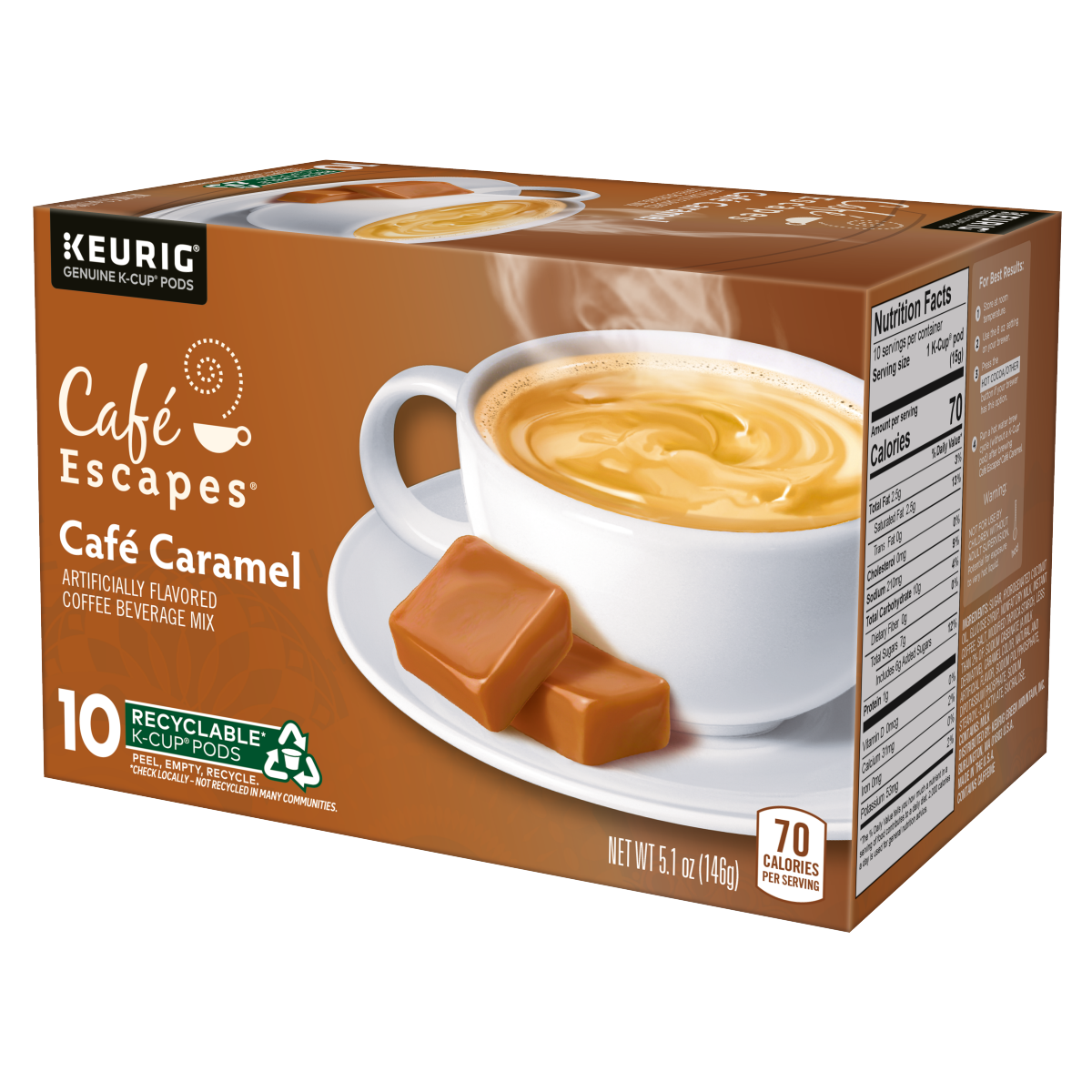 slide 3 of 4, Café Escapes Café Caramel Keurig Single-Serve K-Cup Pods, 10 Count, 10 ct
