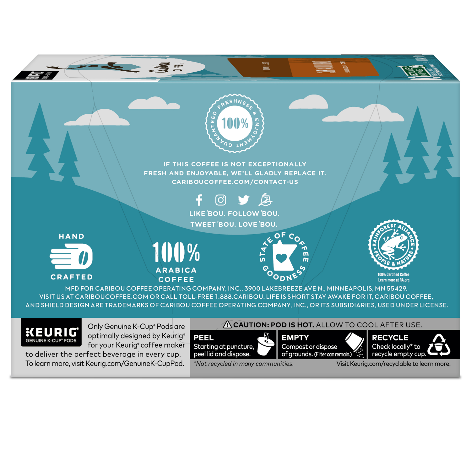 slide 2 of 4, Caribou Coffee Blend Keurig Single-Serve K-Cup Pod, Medium Roast Coffee, 10 Count, 10 ct