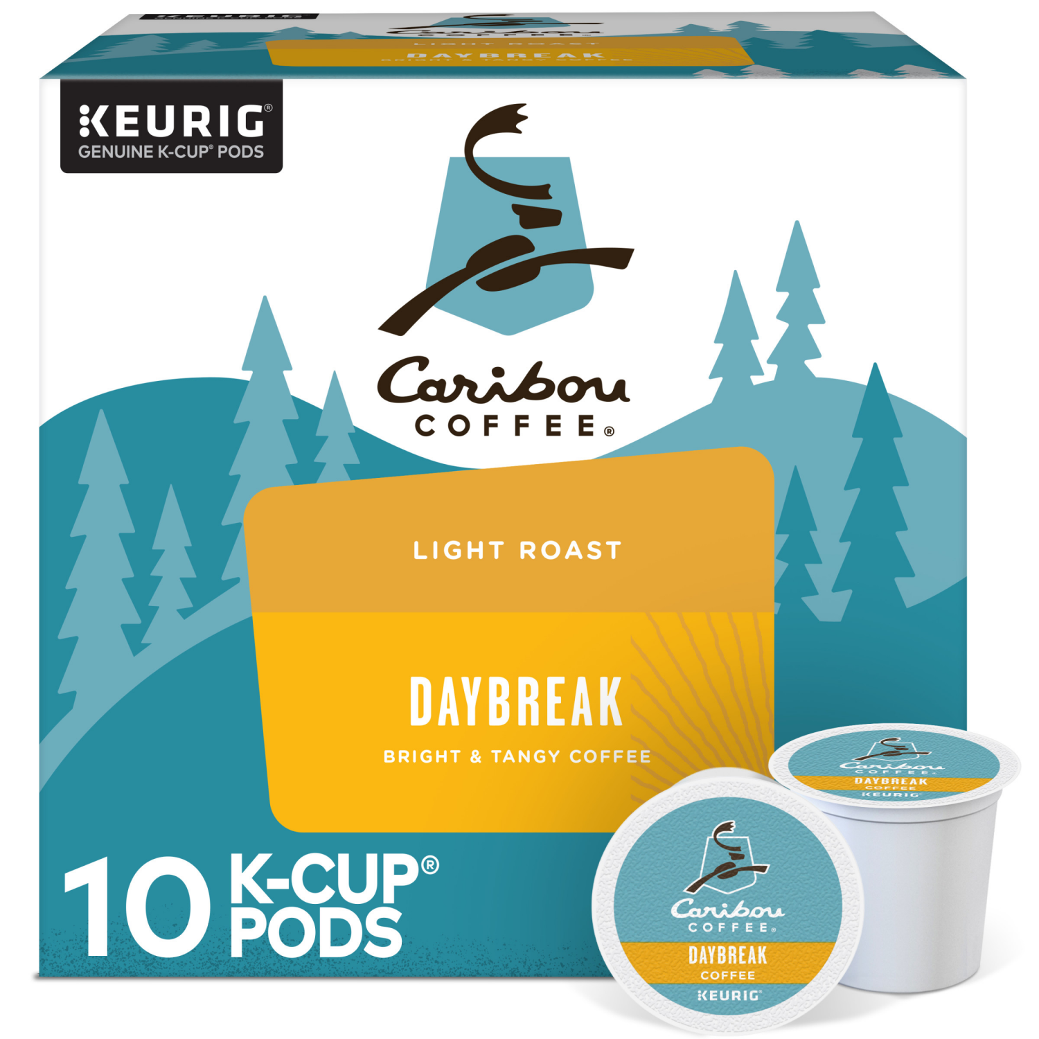 slide 1 of 5, Caribou Coffee Daybreak Blend Keurig Single-Serve K-Cup Pod, Light Roast Coffee, 10 Count, 10 ct