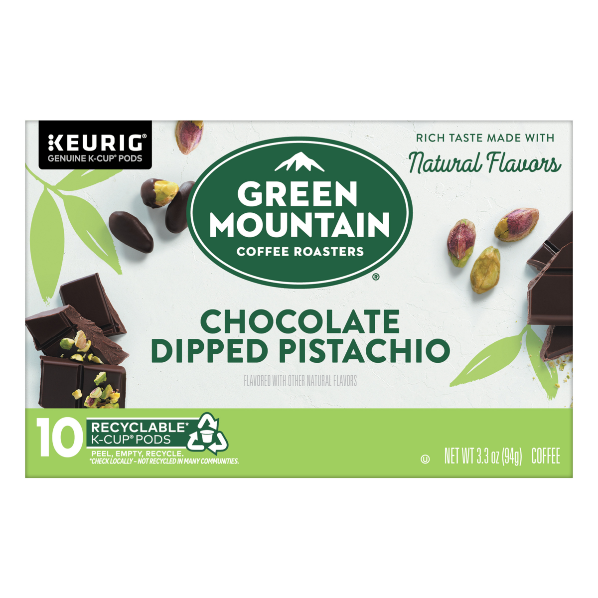 slide 9 of 29, Green Mountain Coffee Roasters Chocolate Dipped Pistachio Flavored Coffee, Single Serve Keurig K-Cup Pods, 10 Count, 10 ct