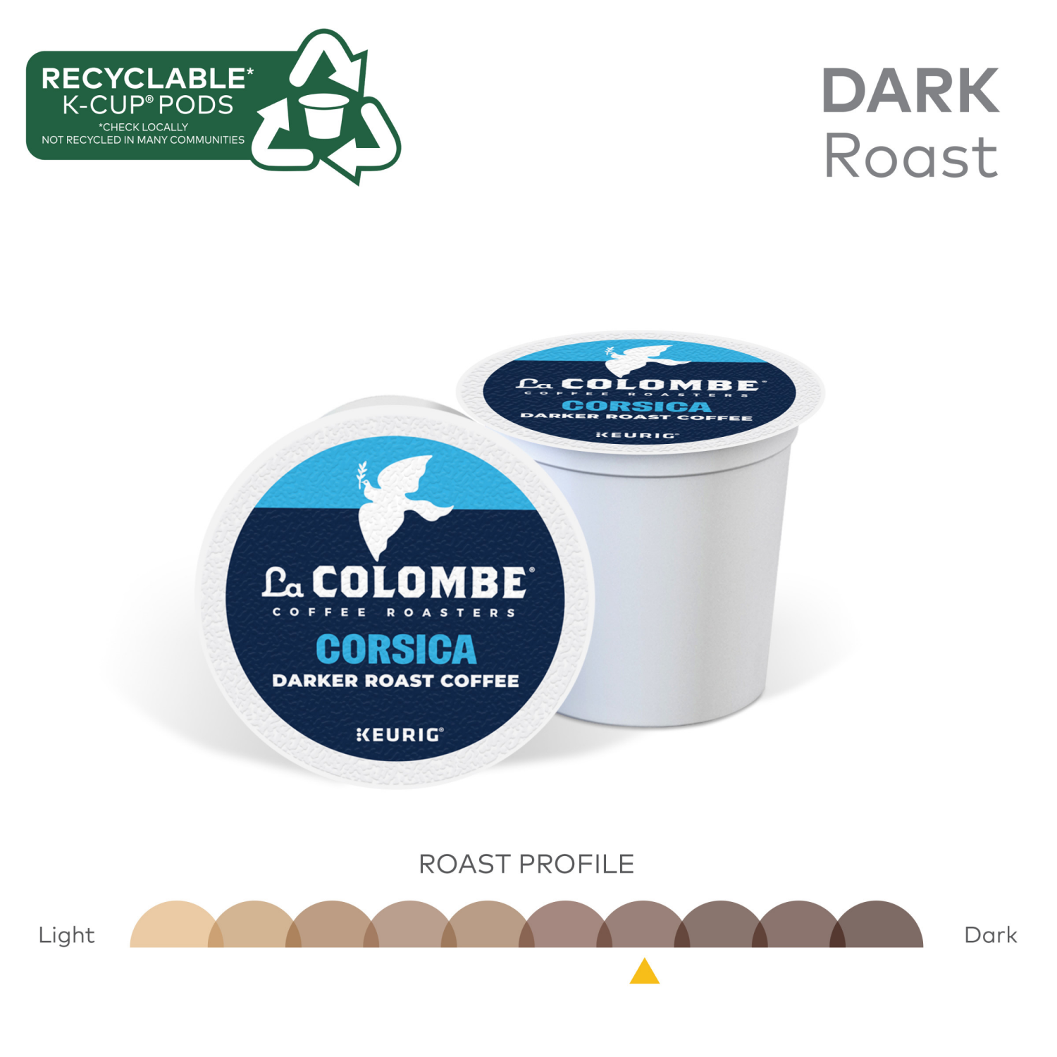 slide 6 of 8, La Colombe Coffee Roasters Corsica Dark Roast Coffee, Single Serve Keurig K-Cup Pods, 10 Count Box, 10 ct
