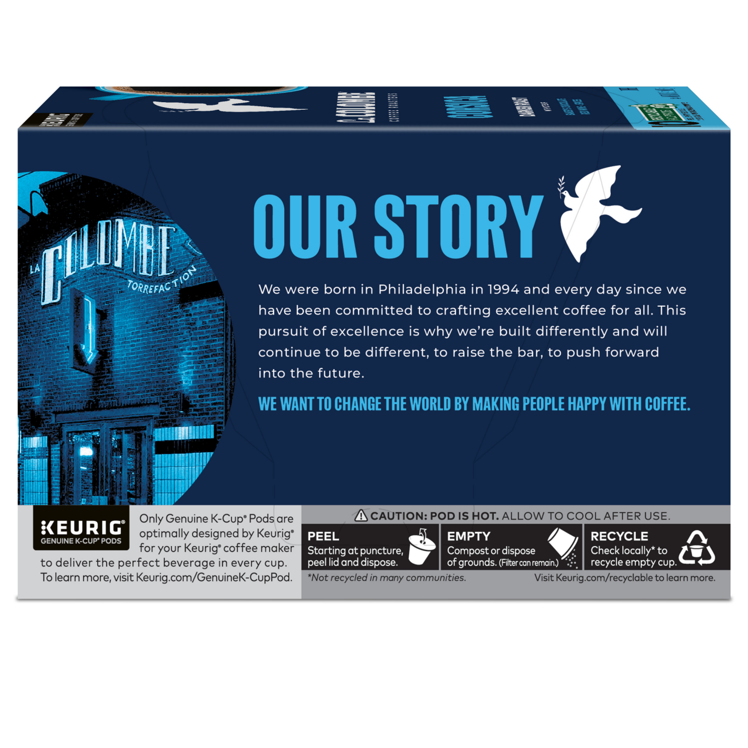 slide 4 of 8, La Colombe Coffee Roasters Corsica Dark Roast Coffee, Single Serve Keurig K-Cup Pods, 10 Count Box, 10 ct