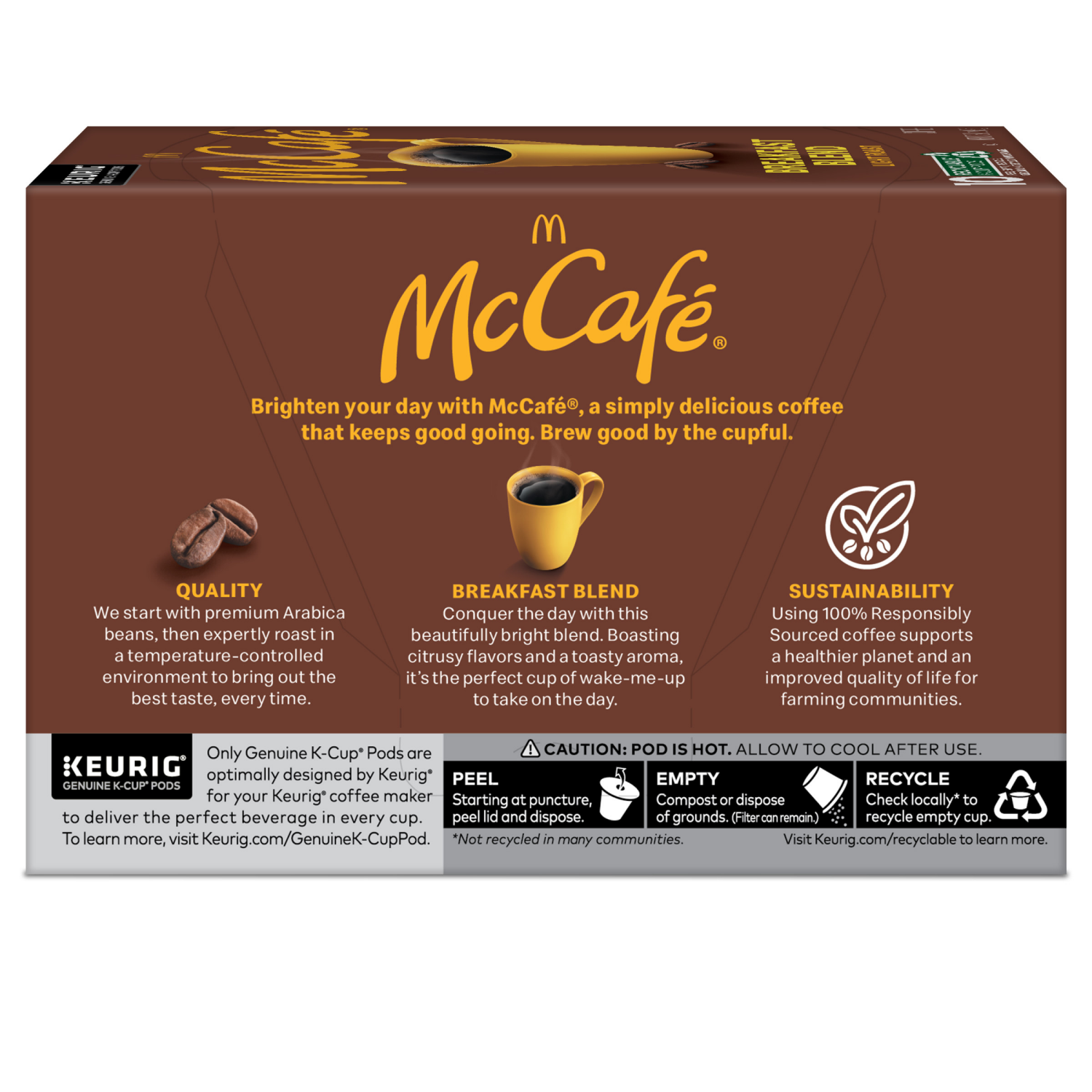 slide 3 of 8, McCafé Breakfast Blend, Single Serve Coffee Keurig K-Cup Pods, Light Roast- 10 ct, 10 ct
