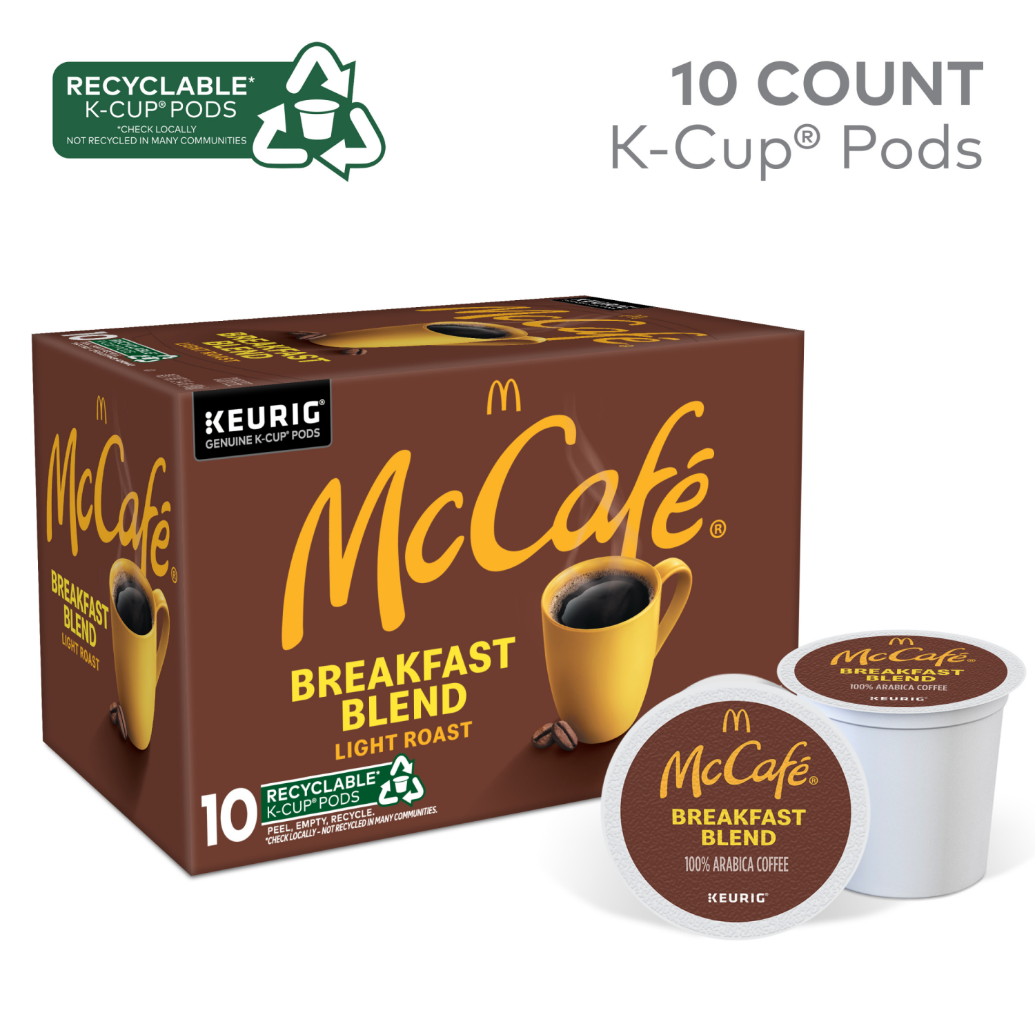 slide 6 of 8, McCafé Breakfast Blend, Single Serve Coffee Keurig K-Cup Pods, Light Roast- 10 ct, 10 ct