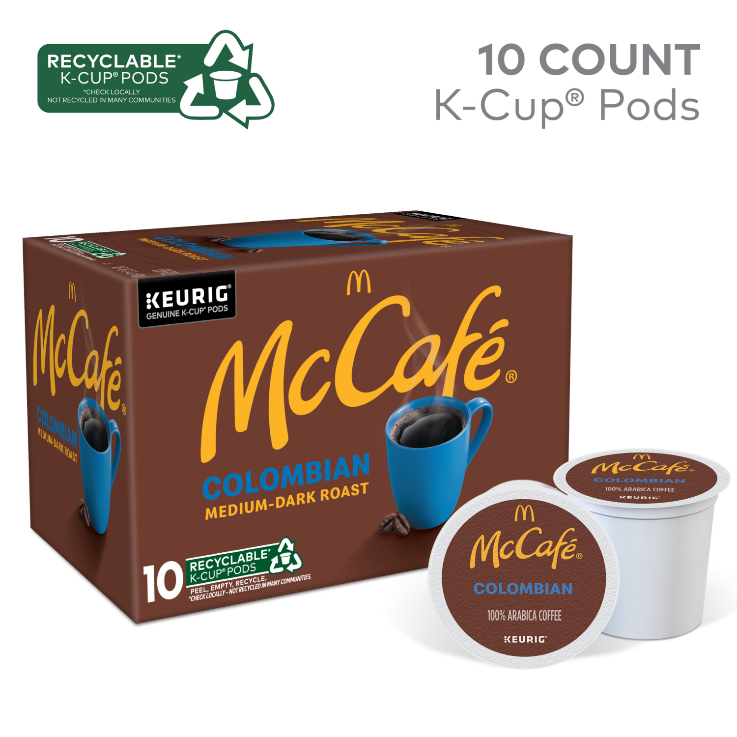 slide 3 of 4, McCafé Colombian, Single Serve Coffee Keurig K-Cup Pods, Medium Roast, 10 Count, 10 ct