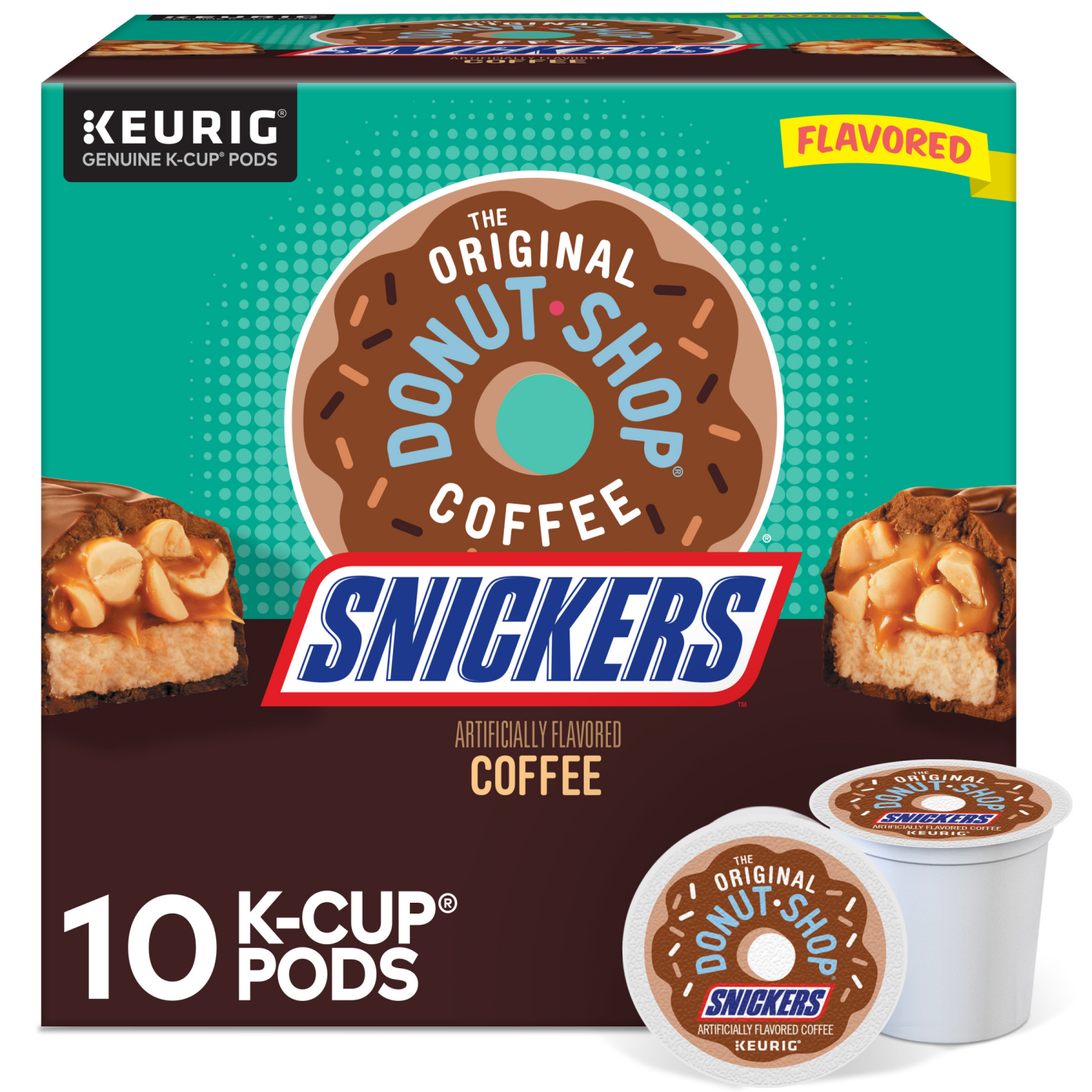slide 1 of 8, The Original Donut Shop Snickers Coffee, Keurig Single Serve K-Cup Pods, Flavored Coffee- 10 ct, 10 ct