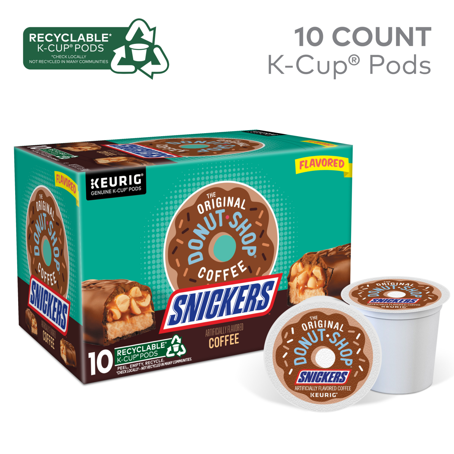 slide 6 of 8, The Original Donut Shop Snickers Coffee, Keurig Single Serve K-Cup Pods, Flavored Coffee- 10 ct, 10 ct