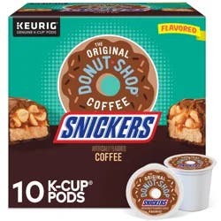 The Original Donut Shop Snickers Coffee, Keurig Single Serve K-Cup Pods, Flavored Coffee- 10 ct