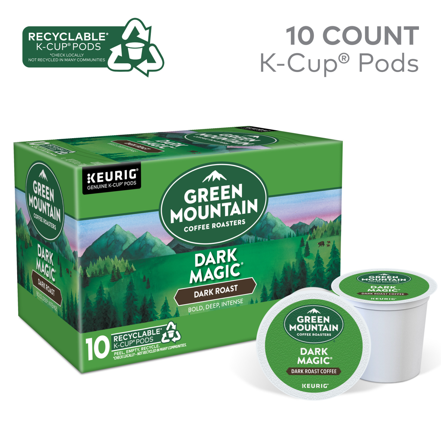 slide 6 of 8, Green Mountain Coffee Roasters Dark Magic Keurig Single-Serve K-Cup Pods, Dark Roast Coffee, 10 Count, 10 ct