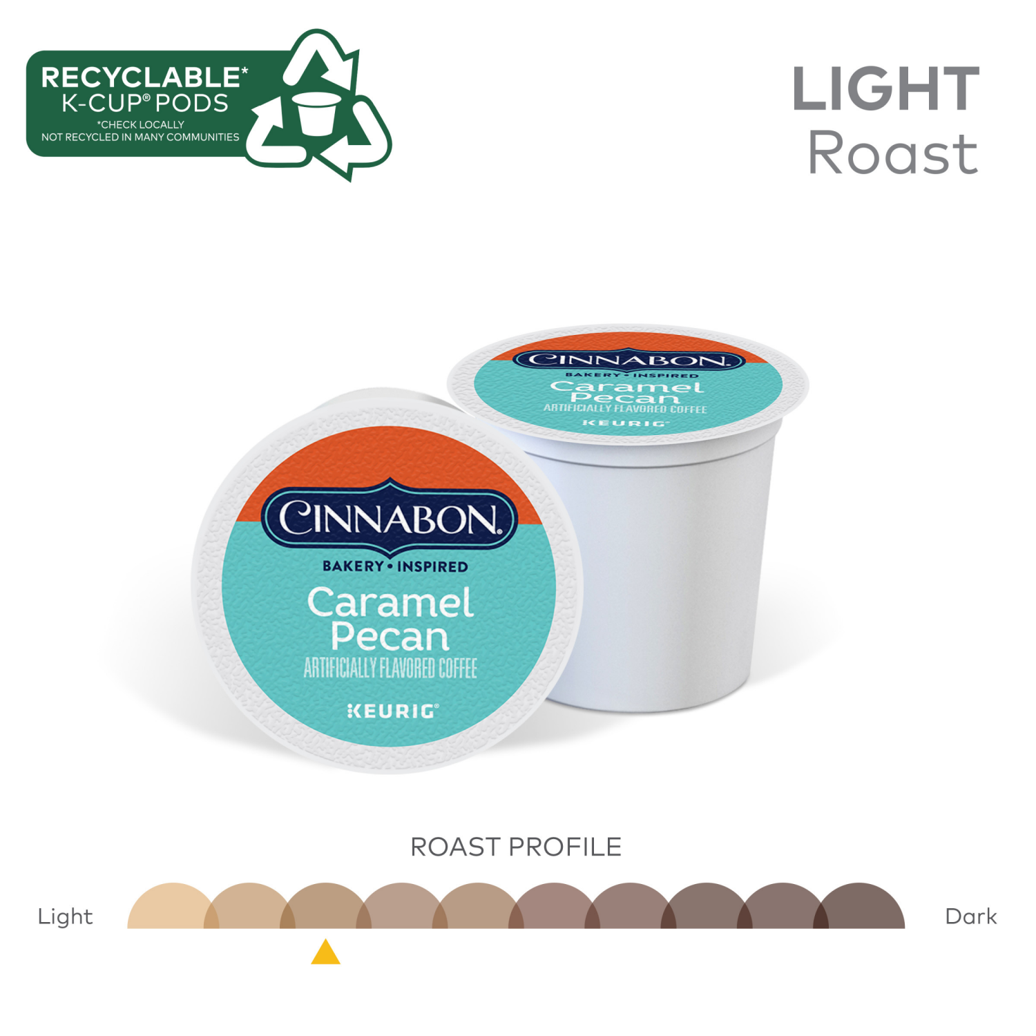 slide 4 of 8, Cinnabon Caramel Pecan Coffee, Keurig Single Serve K-Cup Pods, 10 Count, 10 ct