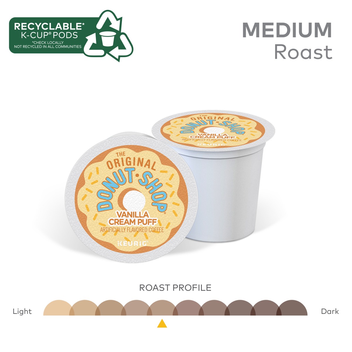 slide 3 of 5, The Original Donut Shop Vanilla Cream Puff Keurig Single-Serve K-Cup Pods, Medium Roast Coffee- 10 ct, 10 ct