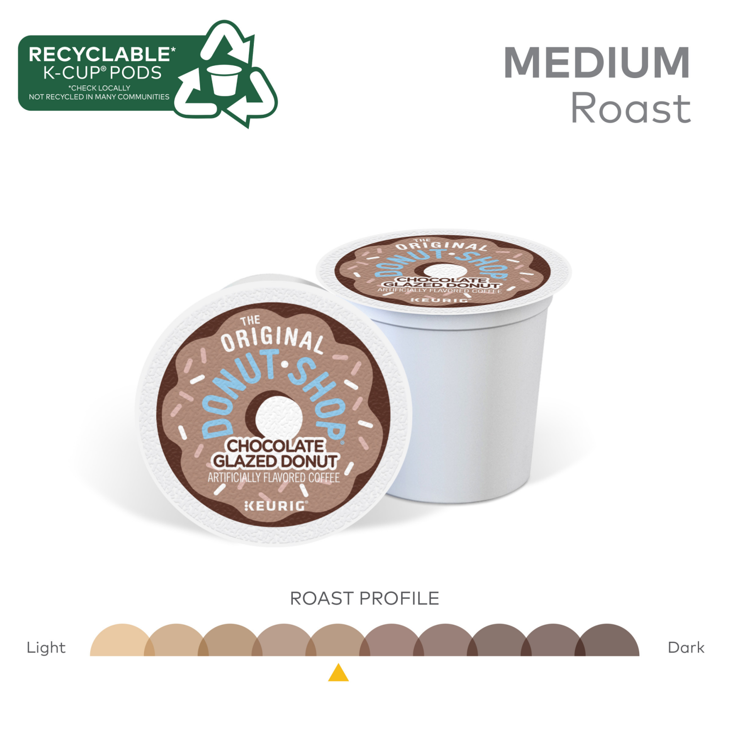 slide 4 of 8, The Original Donut Shop Coffee Chocolate Glazed Donut Keurig Single-Serve K-Cup Pods, Medium Roast Coffee- 10 ct, 10 ct