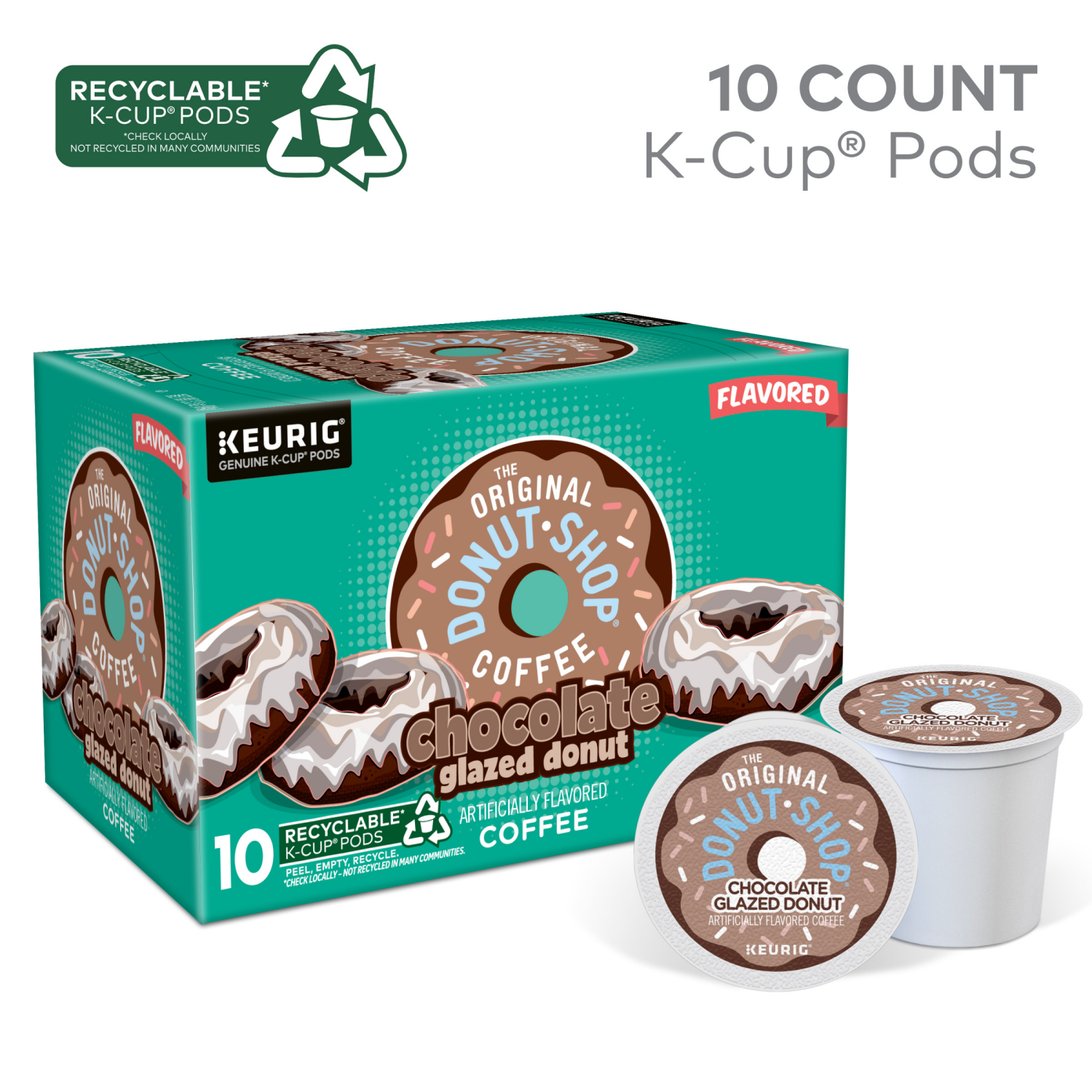 slide 6 of 8, The Original Donut Shop Coffee Chocolate Glazed Donut Keurig Single-Serve K-Cup Pods, Medium Roast Coffee- 10 ct, 10 ct
